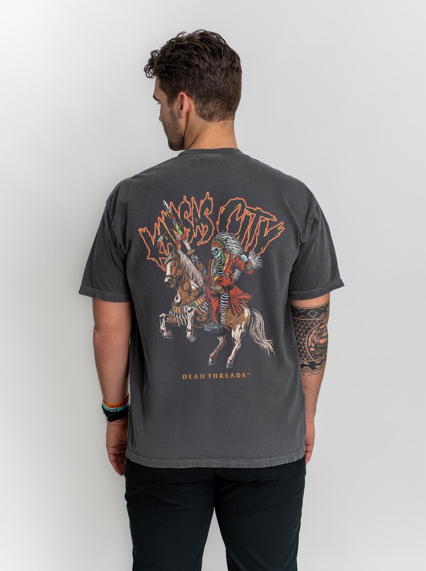 KANSAS CITY FOOTBALL v2 - “3 SKULL” PREMIUM T - SHIRT – T-Shirt – Dead Threads Apparel