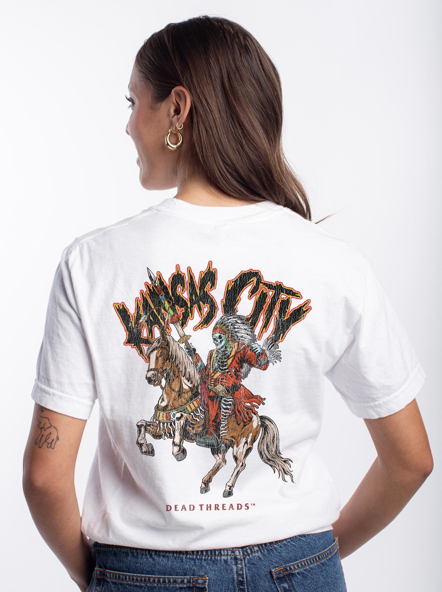 KANSAS CITY FOOTBALL v2 - “3 SKULL” PREMIUM T - SHIRT – T-Shirt – Dead Threads Apparel