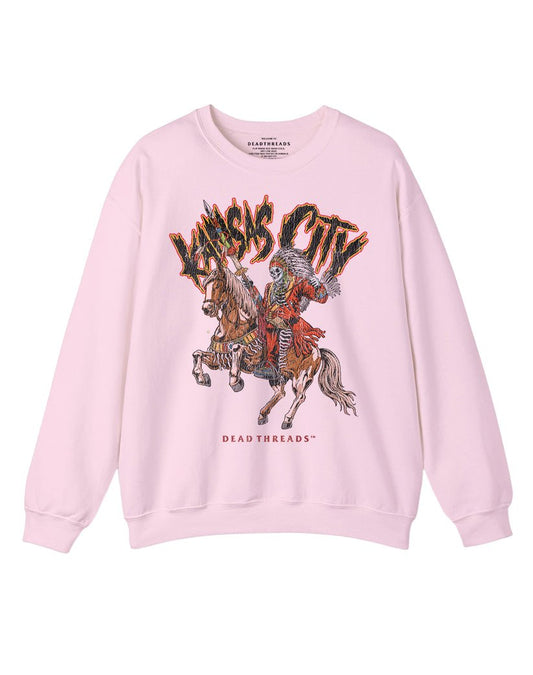 KANSAS CITY FOOTBALL v2 CREWNECK SWEATSHIRT - PINK – Sweatshirt – Dead Threads Apparel