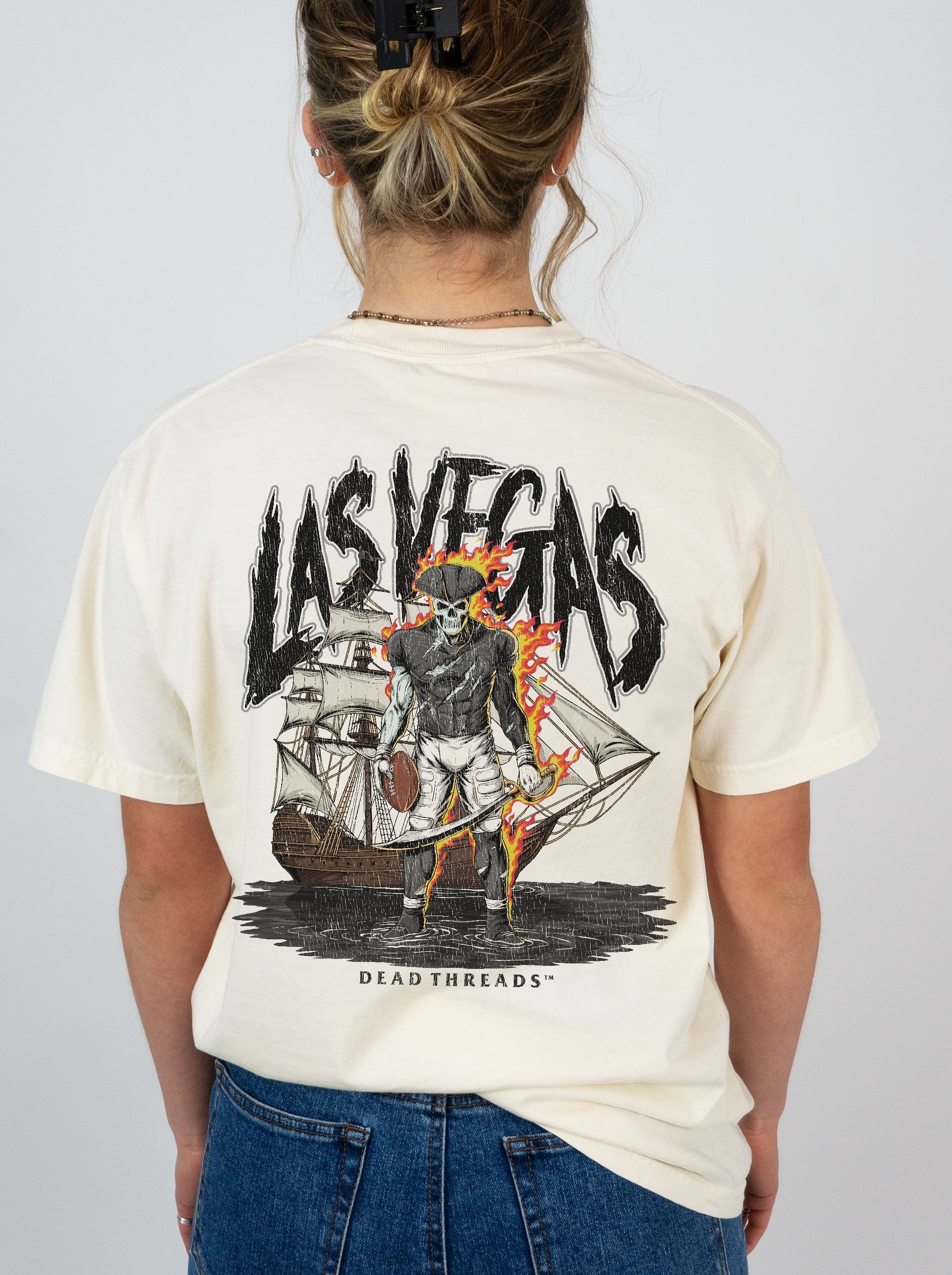 LAS VEGAS FOOTBALL v2 - “3 SKULL” PREMIUM T - SHIRT – T-Shirt – Dead Threads Apparel