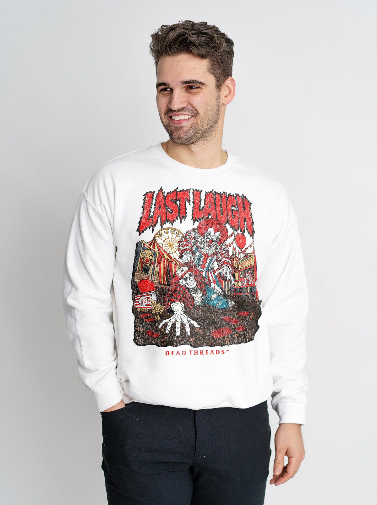 LAST LAUGH CREWNECK SWEATSHIRT - Halloween Limited Drop – Sweatshirt – Dead Threads Apparel