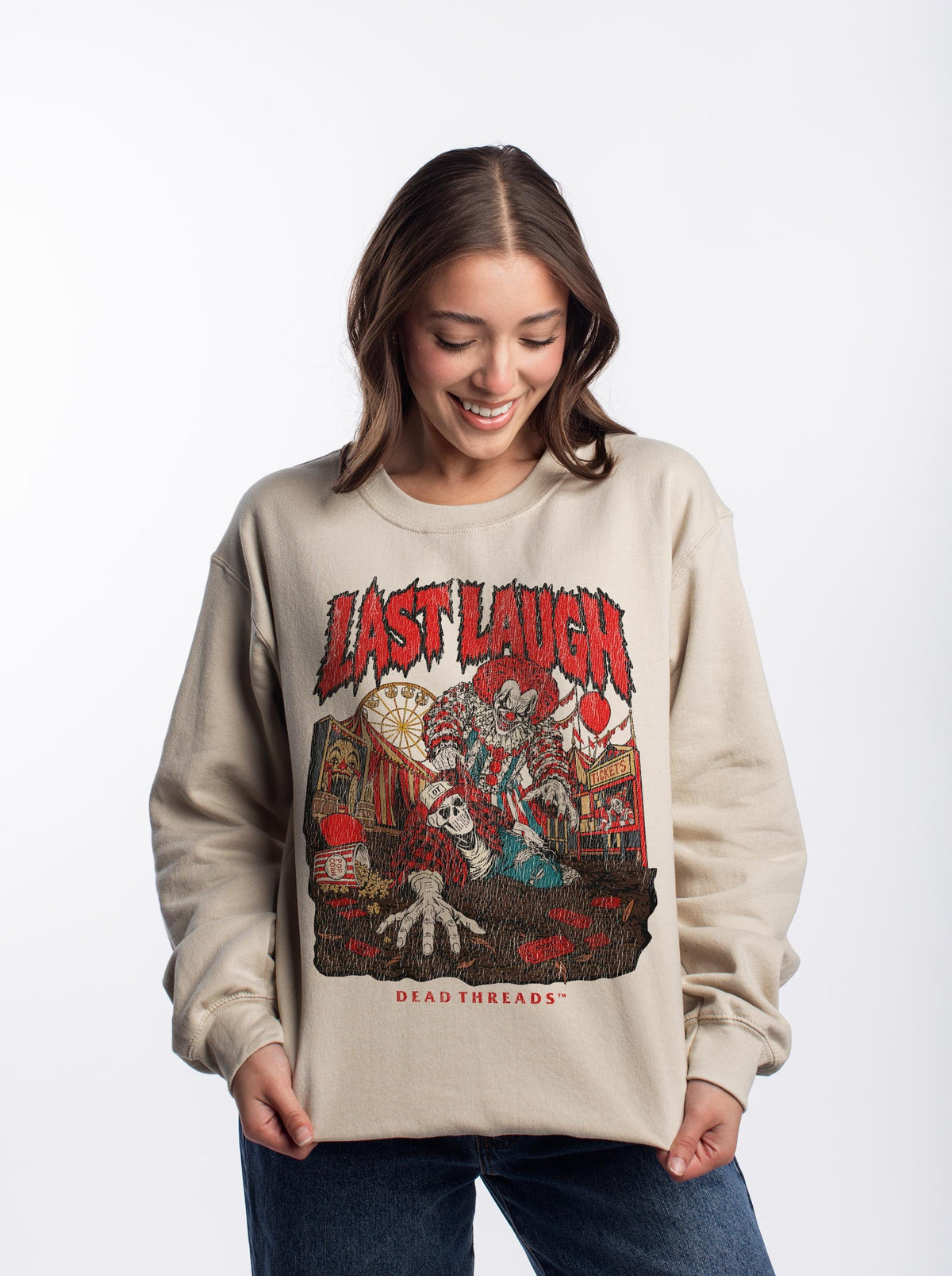 LAST LAUGH CREWNECK SWEATSHIRT - Halloween Limited Drop – Sweatshirt – Dead Threads Apparel