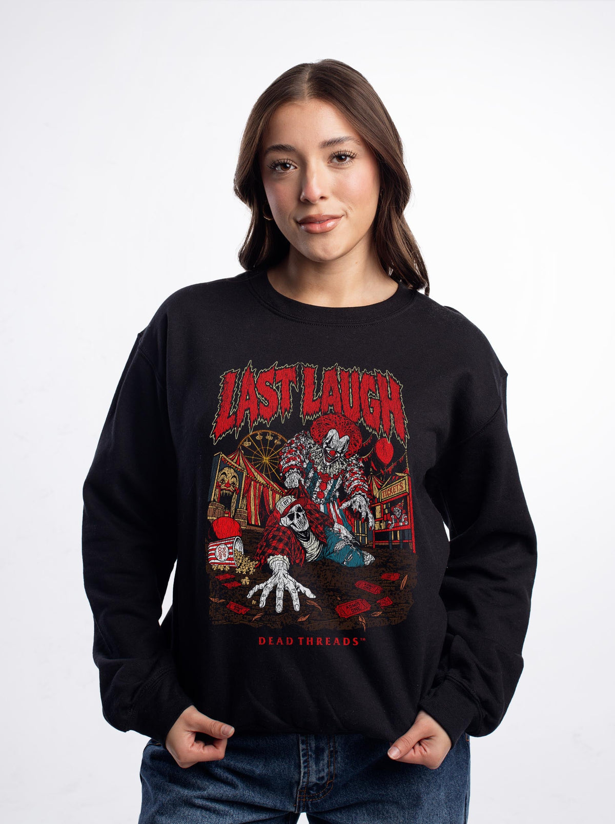 LAST LAUGH CREWNECK SWEATSHIRT - Halloween Limited Drop – Sweatshirt – Dead Threads Apparel