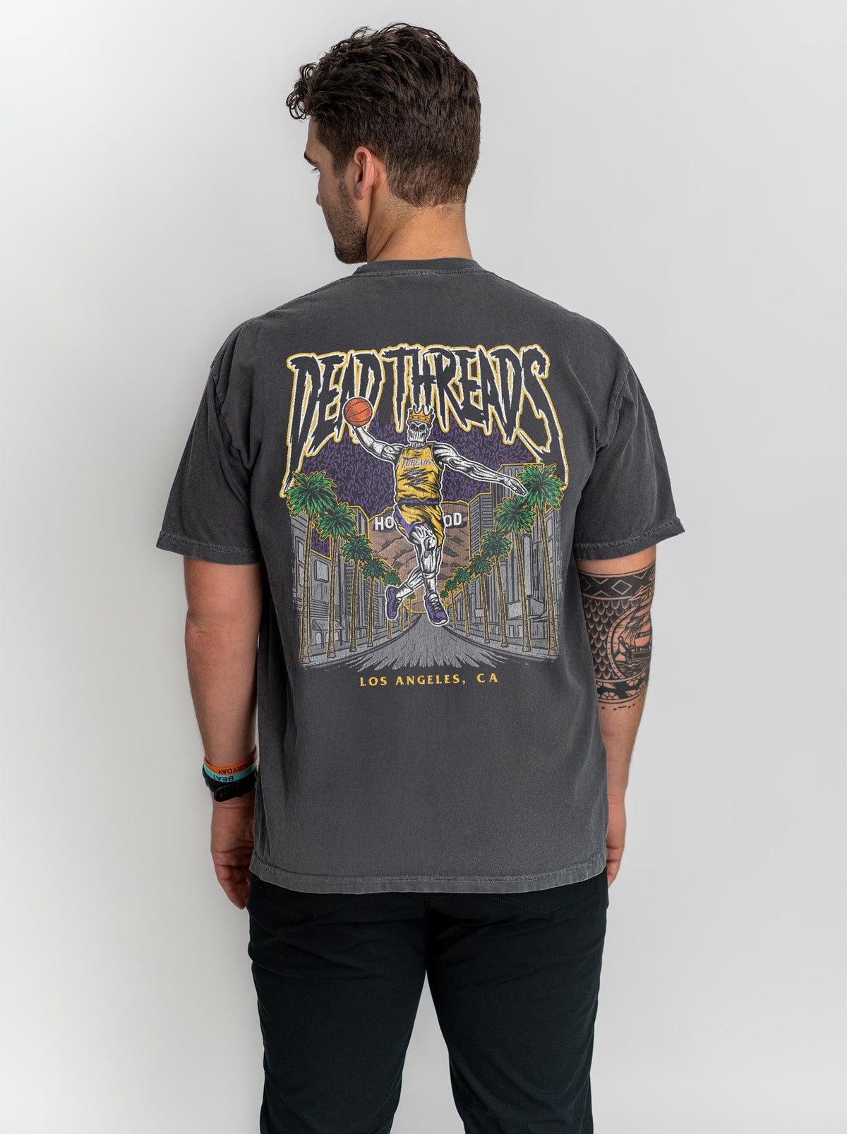 LOS ANGELES BASKETBALL - “3 SKULL” PREMIUM T-SHIRT – T-Shirt – Dead Threads Apparel