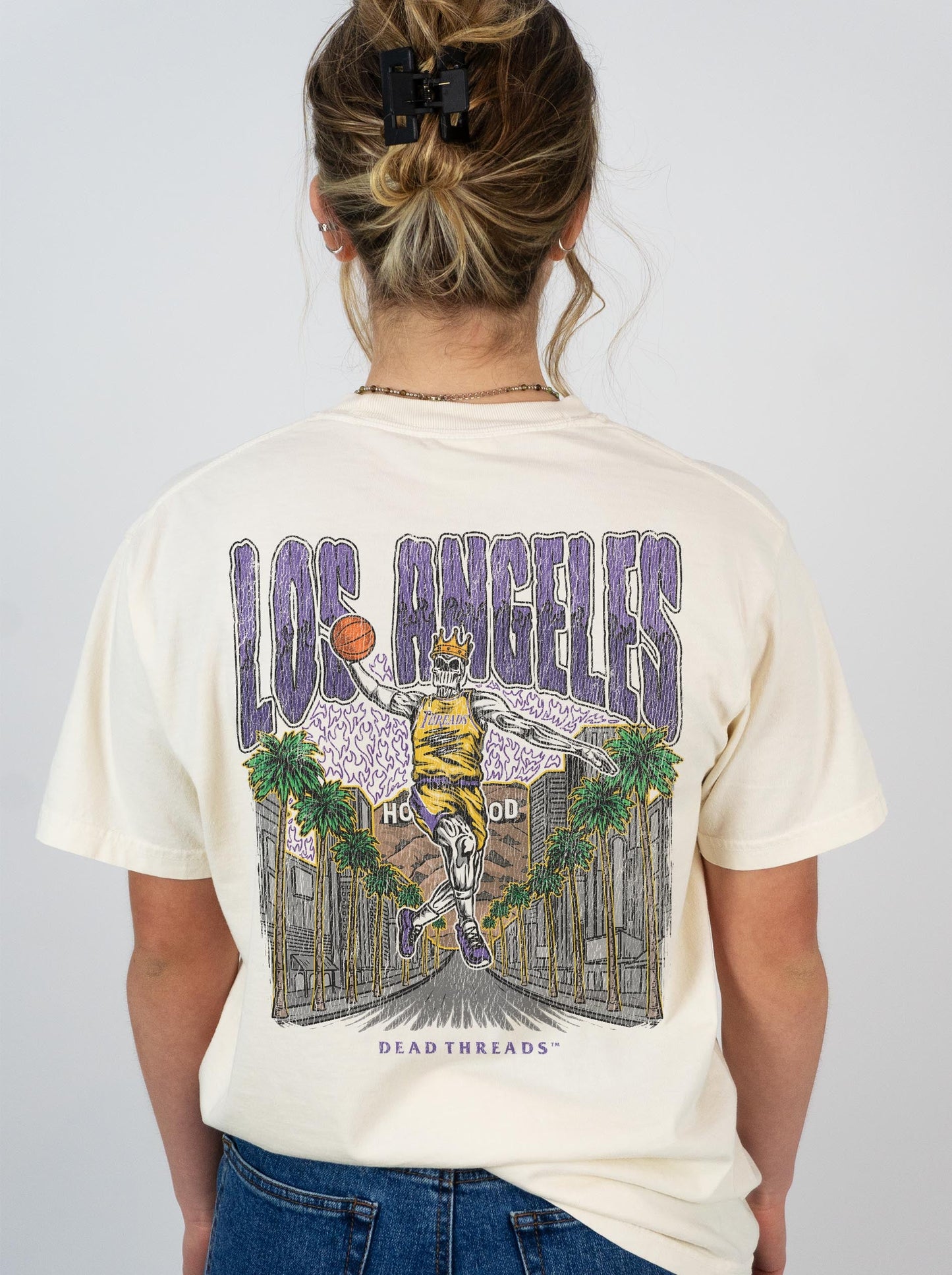 LOS ANGELES BASKETBALL - “3 SKULL” PREMIUM T - SHIRT – T-Shirt – Dead Threads Apparel