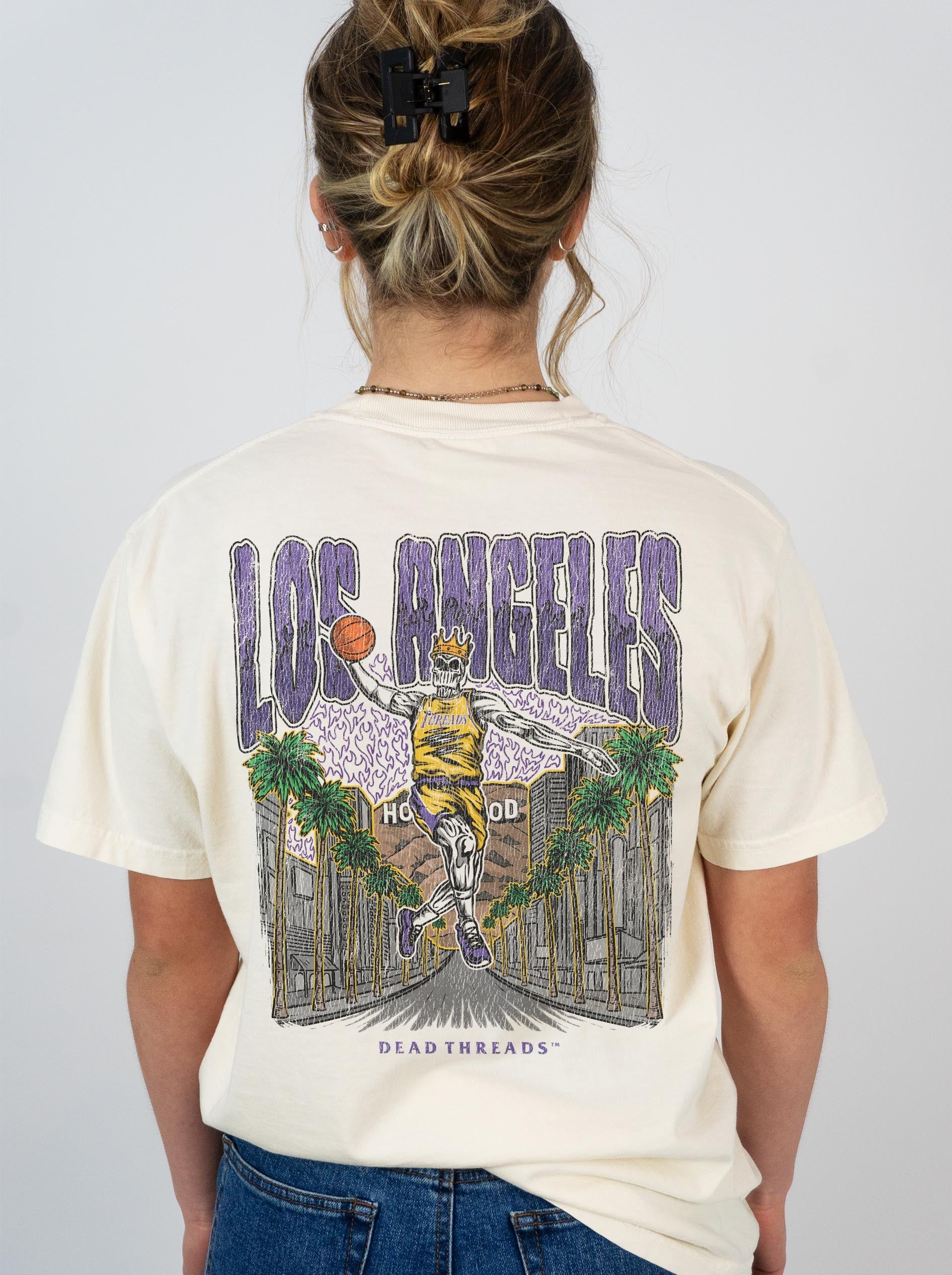 LOS ANGELES BASKETBALL - “3 SKULL” PREMIUM T - SHIRT – T-Shirt – Dead Threads Apparel