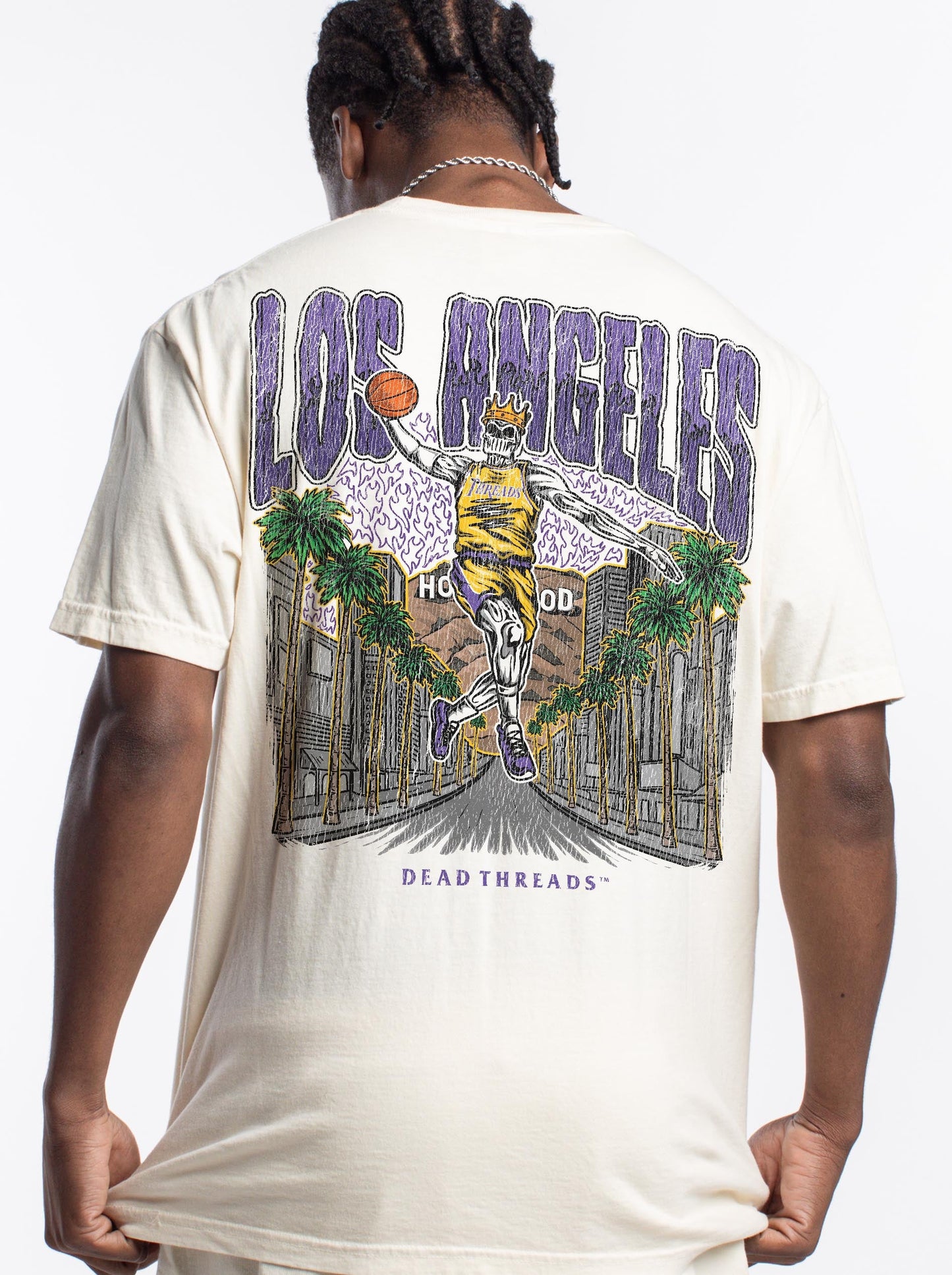 LOS ANGELES BASKETBALL - “3 SKULL” PREMIUM T - SHIRT – T-Shirt – Dead Threads Apparel