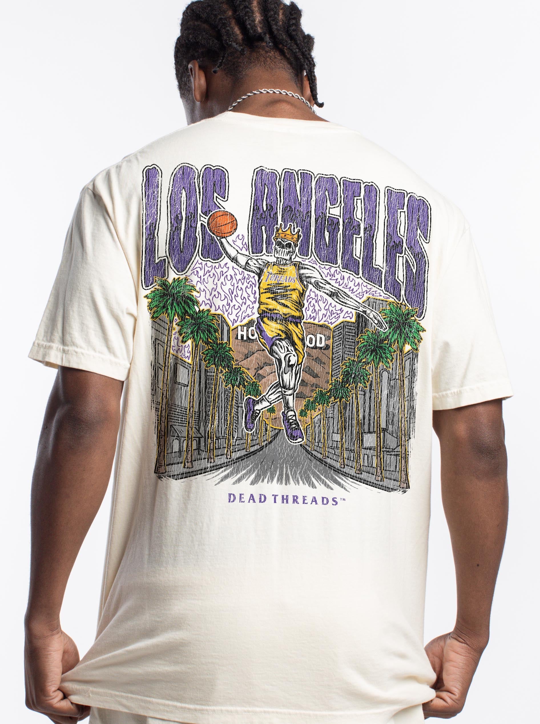 LOS ANGELES BASKETBALL - “3 SKULL” PREMIUM T - SHIRT – T-Shirt – Dead Threads Apparel