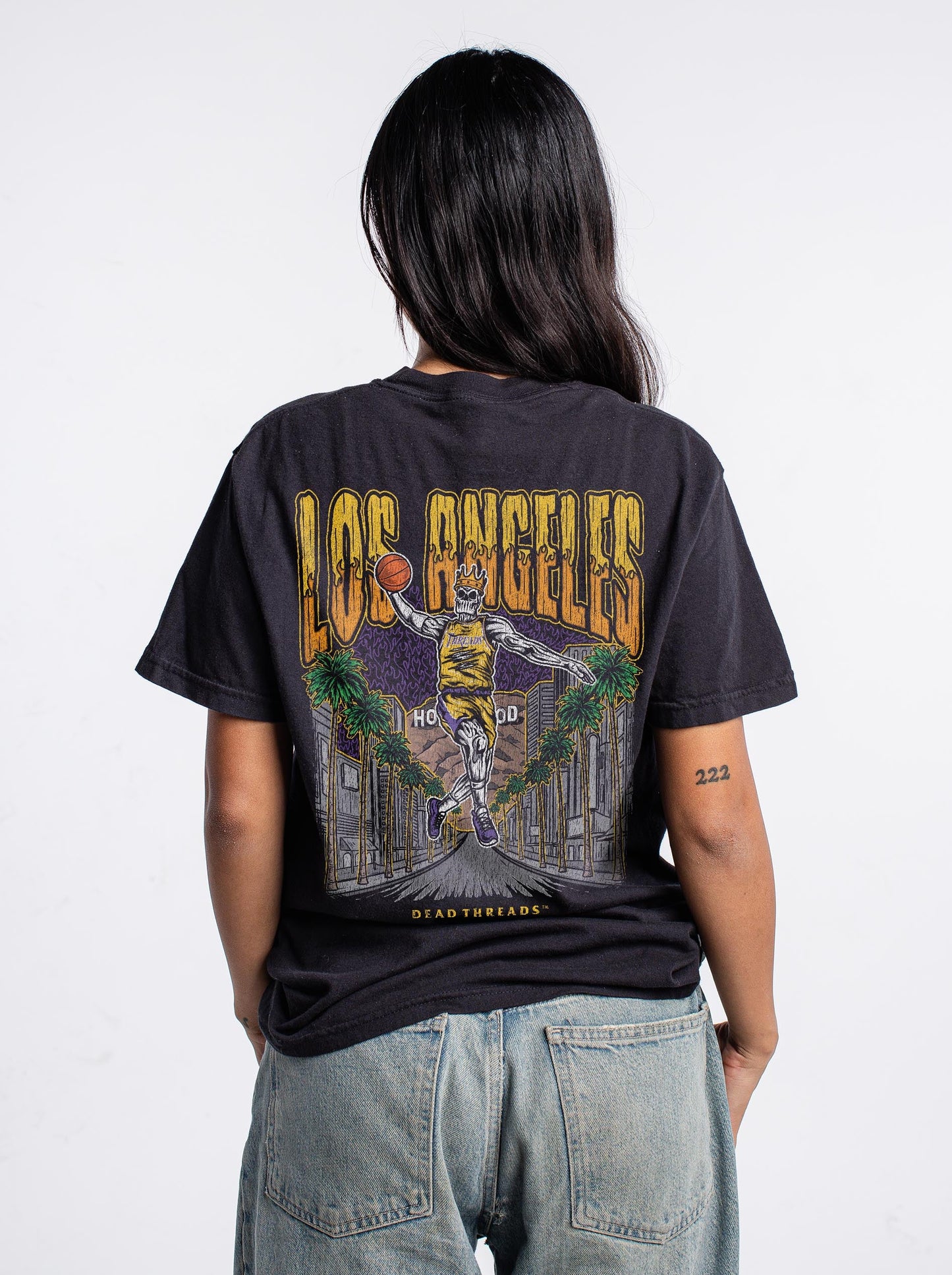 LOS ANGELES BASKETBALL - “3 SKULL” PREMIUM T - SHIRT – T-Shirt – Dead Threads Apparel
