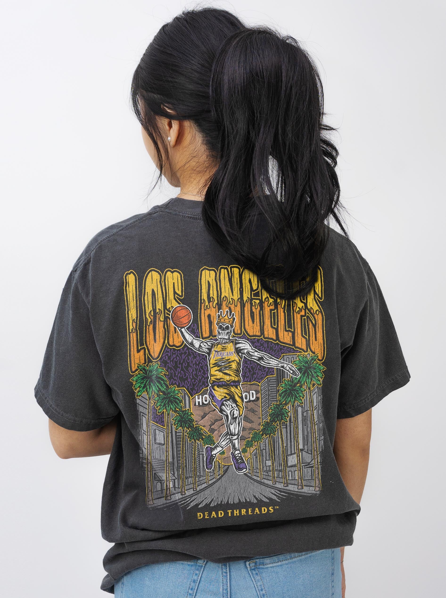 LOS ANGELES BASKETBALL - “3 SKULL” PREMIUM T - SHIRT – T-Shirt – Dead Threads Apparel