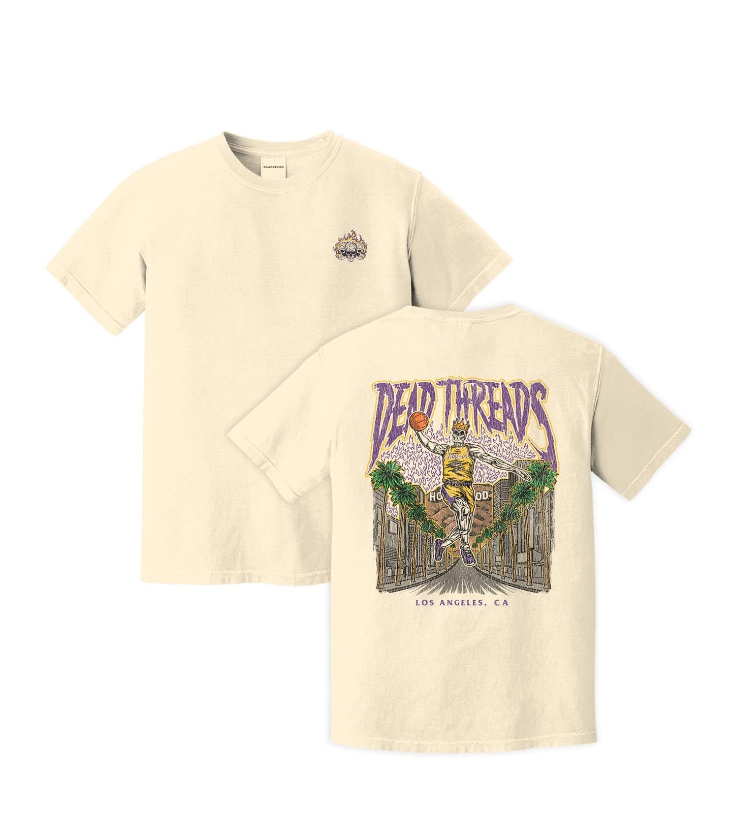 LOS ANGELES BASKETBALL - “3 SKULL” PREMIUM T-SHIRT – T-Shirt – Dead Threads Apparel