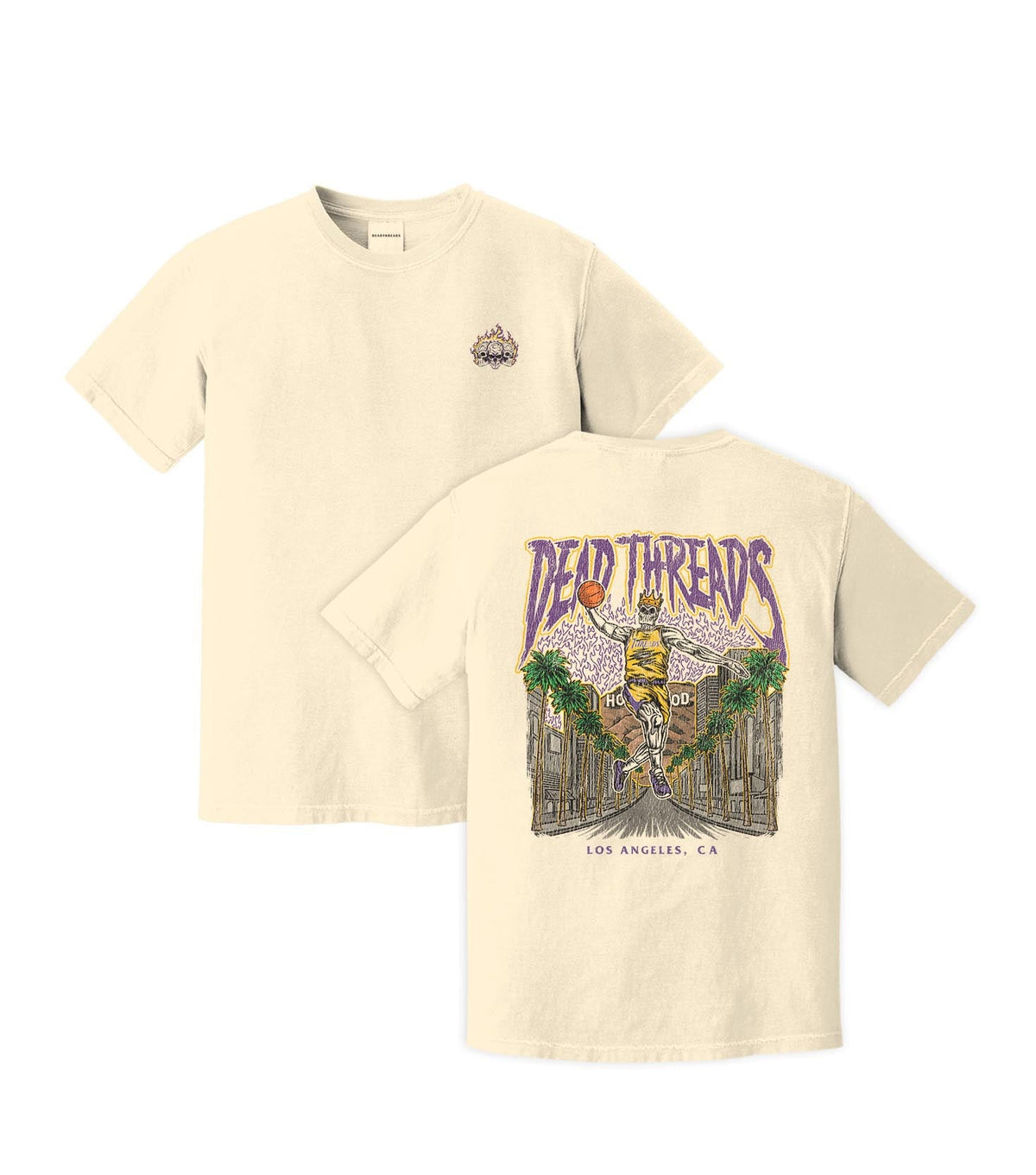 LOS ANGELES BASKETBALL - “3 SKULL” PREMIUM T-SHIRT – T-Shirt – Dead Threads Apparel