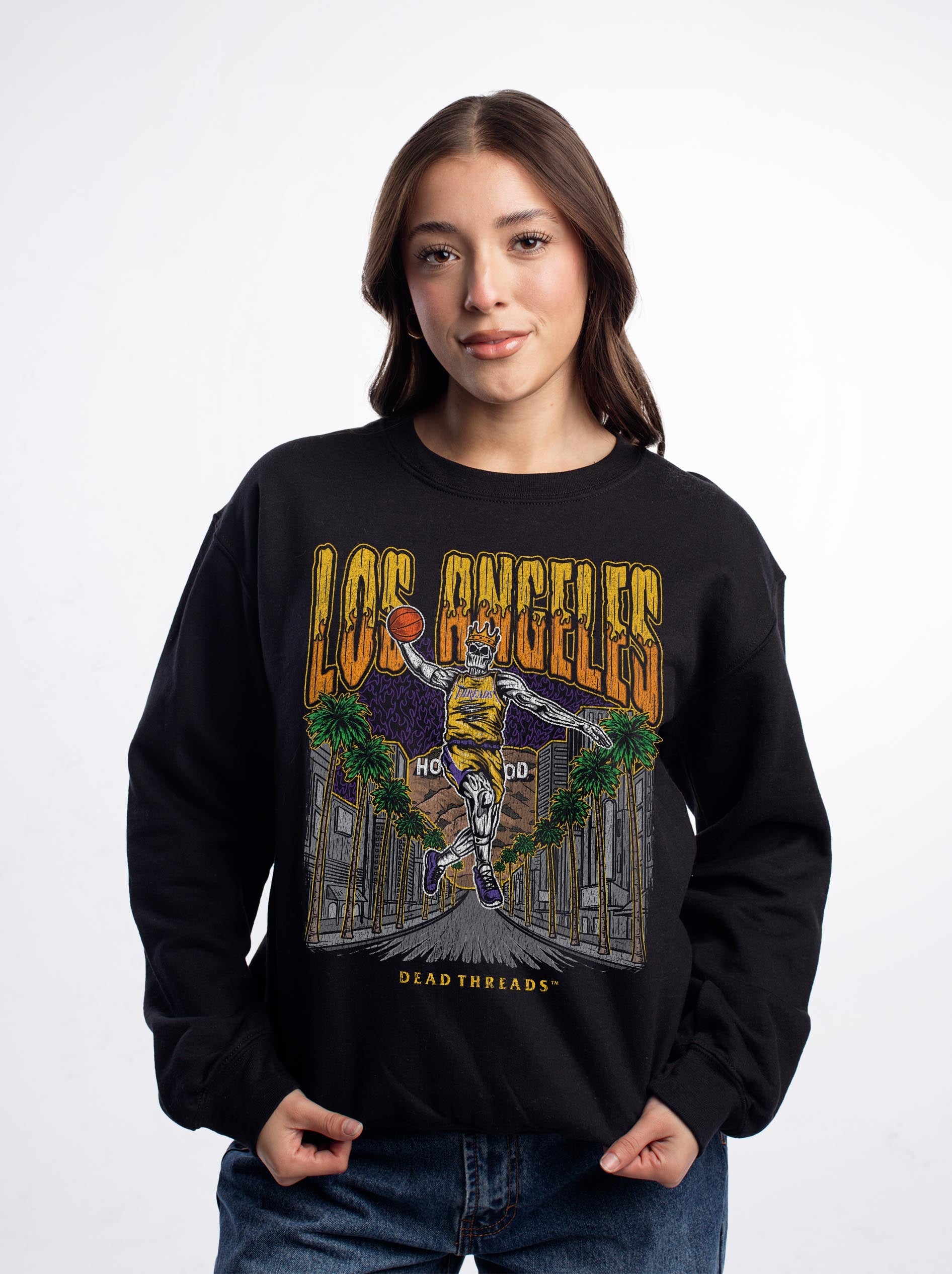 LOS ANGELES BASKETBALL CREWNECK SWEATSHIRT – Sweatshirt – Dead Threads Apparel