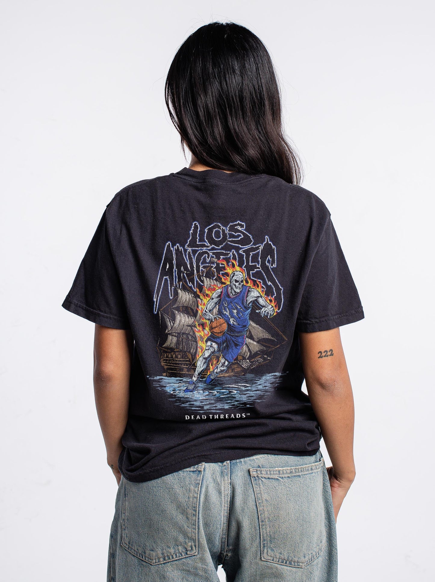 LOS ANGELES BASKETBALL v2 - “3 SKULL” PREMIUM T - SHIRT – T-Shirt – Dead Threads Apparel