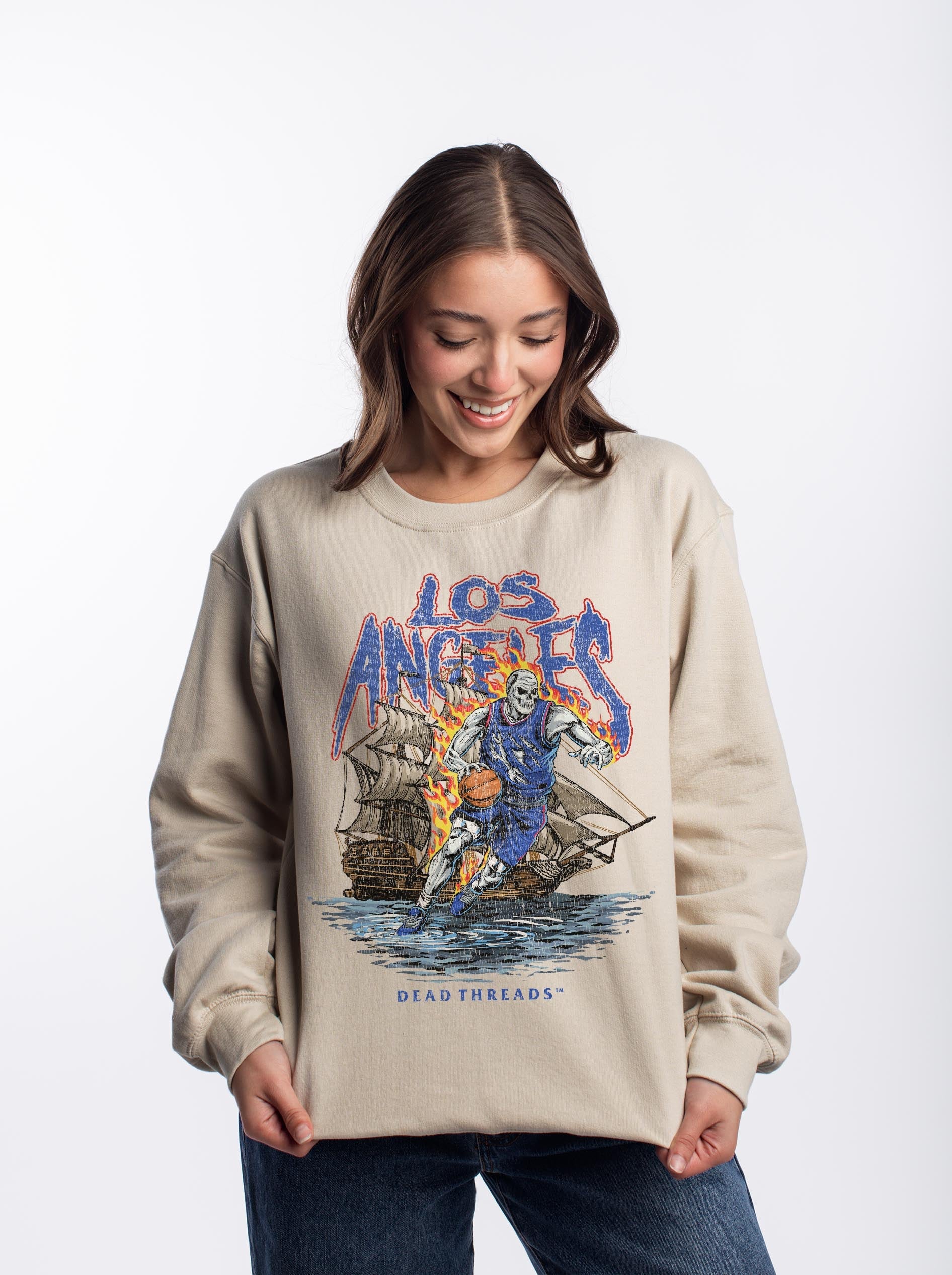 LOS ANGELES BASKETBALL v2 CREWNECK SWEATSHIRT – Sweatshirt – Dead Threads Apparel