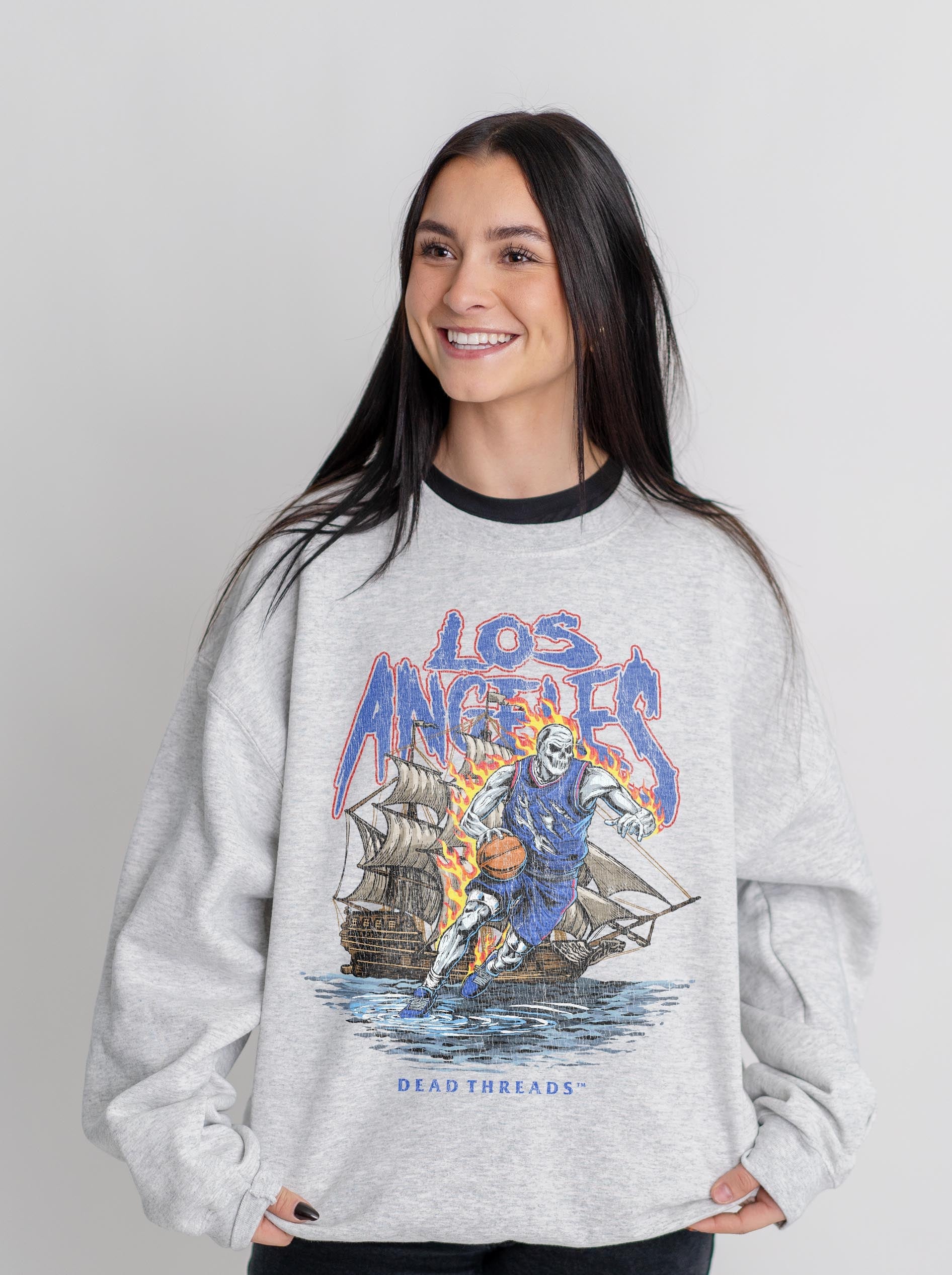 LOS ANGELES BASKETBALL v2 CREWNECK SWEATSHIRT – Sweatshirt – Dead Threads Apparel