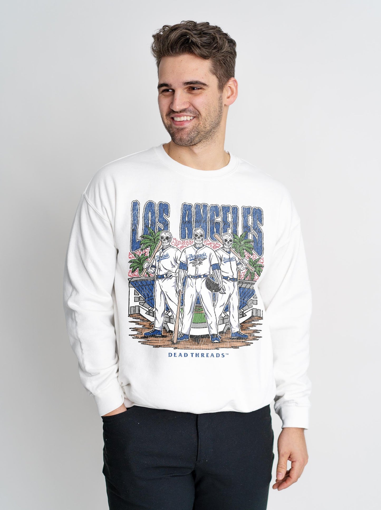 LOS ANGELES "BLUE" BASEBALL CREWNECK SWEATSHIRT – Sweatshirt – Dead Threads Apparel