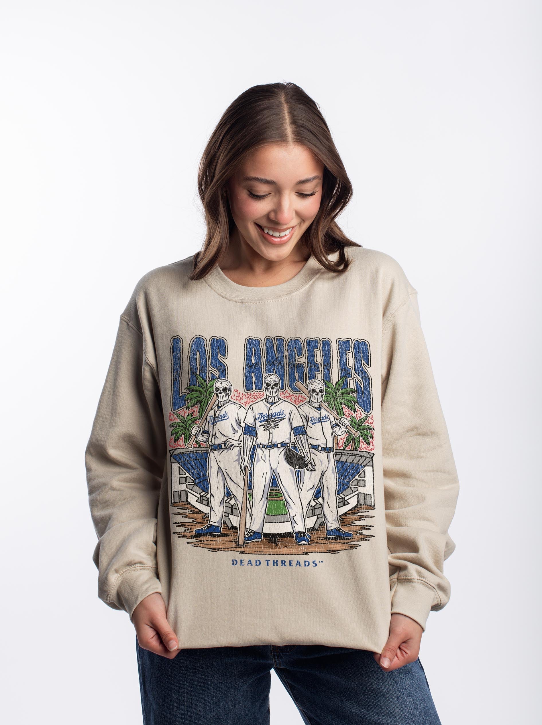 LOS ANGELES "BLUE" BASEBALL CREWNECK SWEATSHIRT – Sweatshirt – Dead Threads Apparel