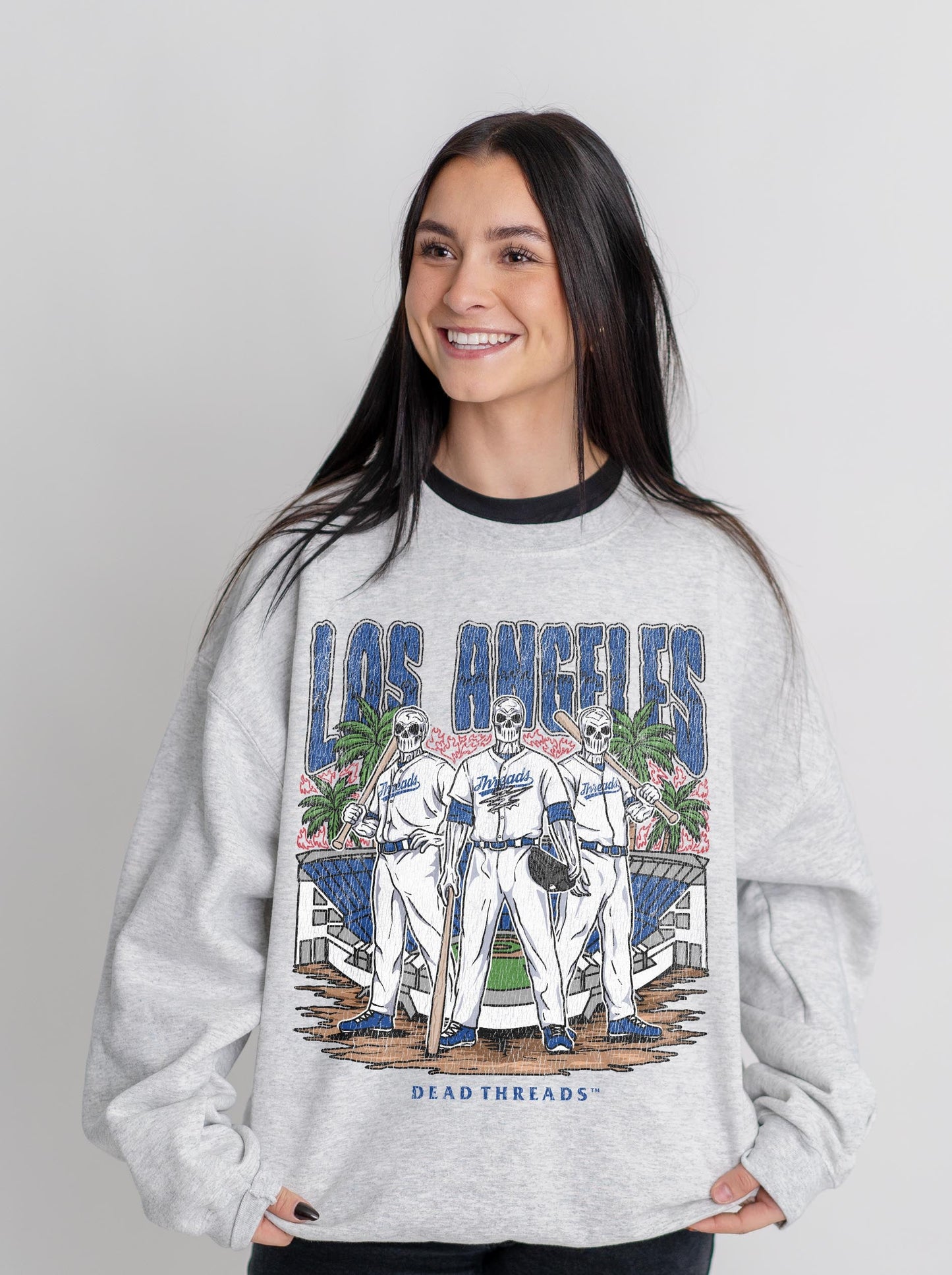 LOS ANGELES "BLUE" BASEBALL CREWNECK SWEATSHIRT – Sweatshirt – Dead Threads Apparel