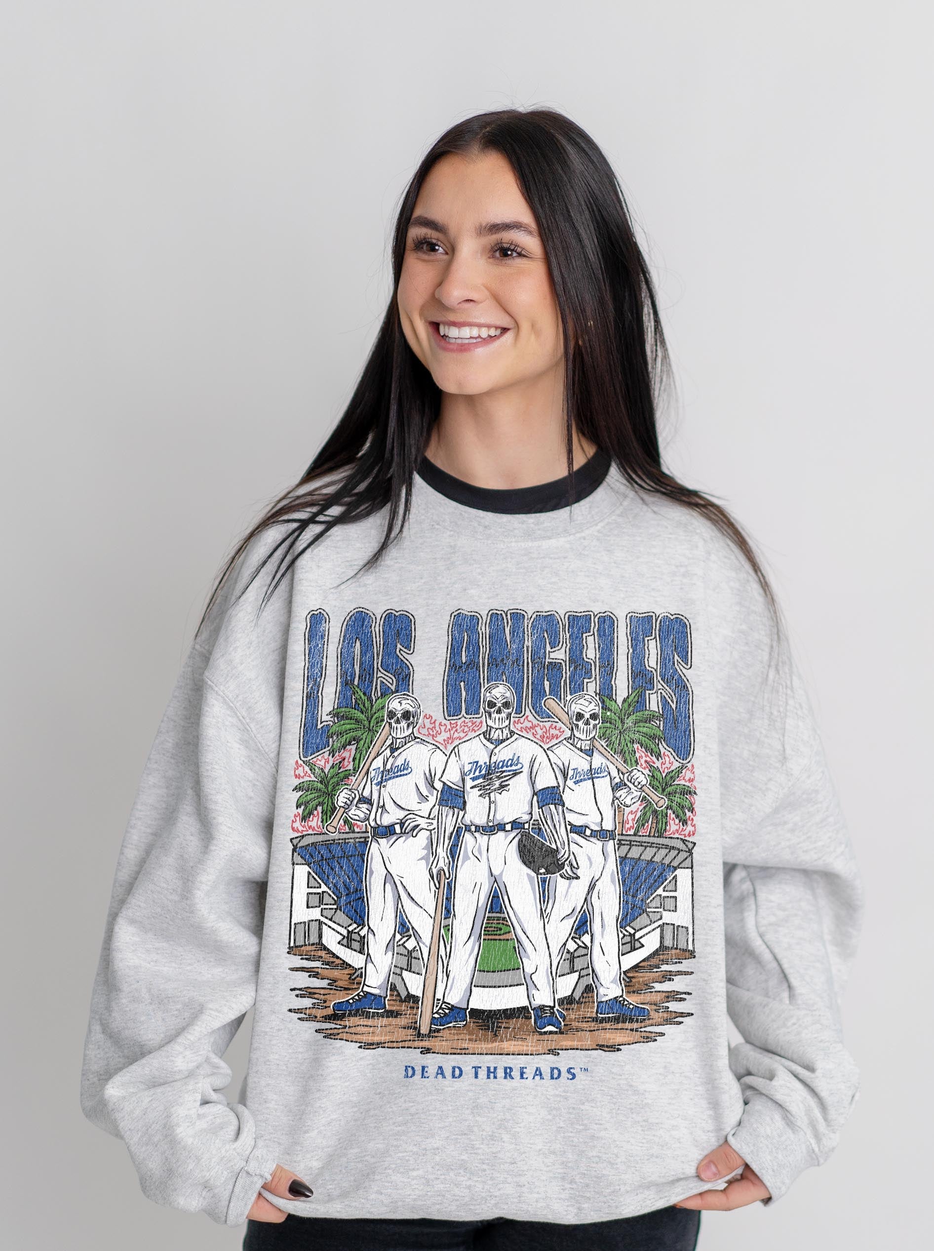 LOS ANGELES "BLUE" BASEBALL CREWNECK SWEATSHIRT – Sweatshirt – Dead Threads Apparel