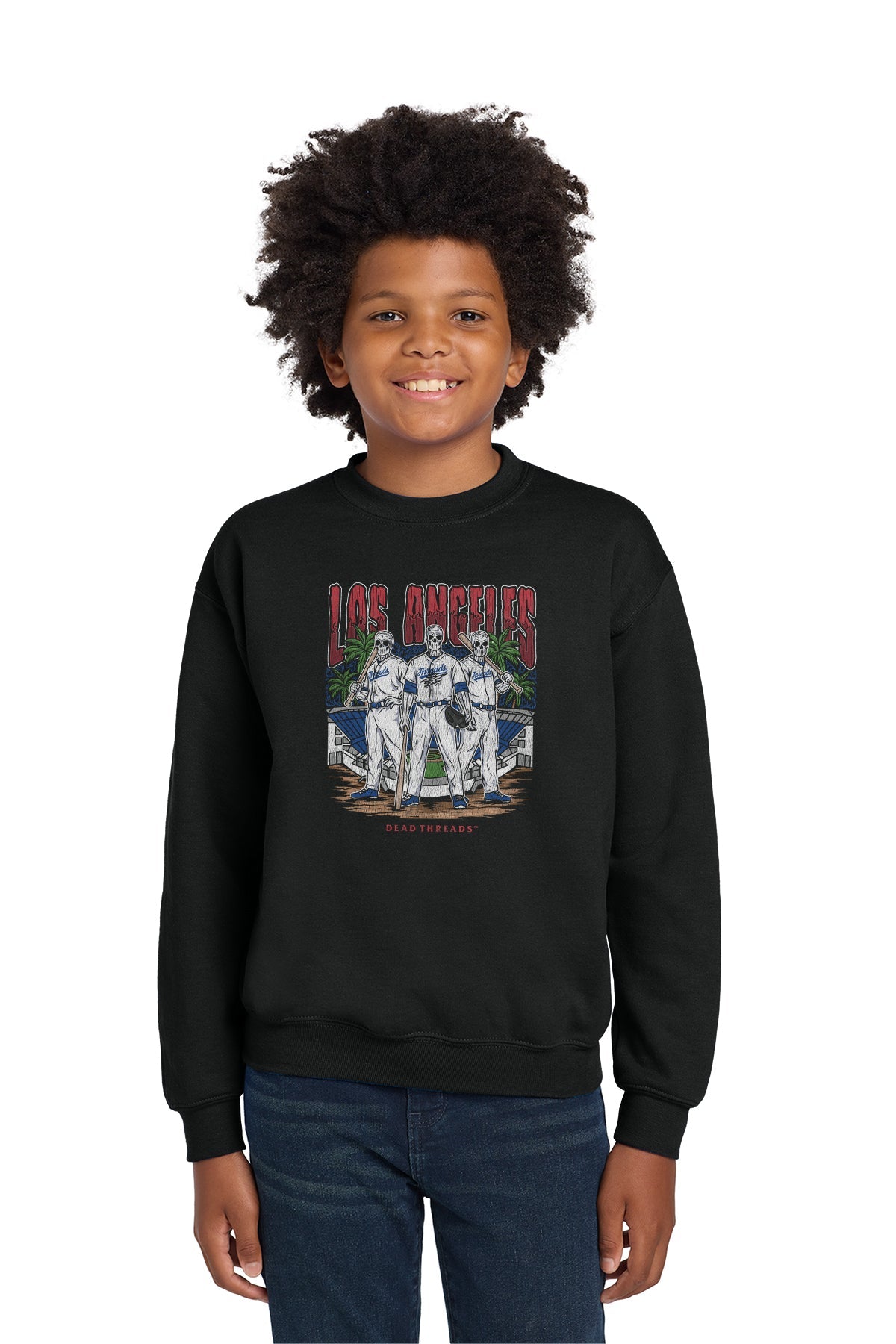 LOS ANGELES "BLUE" BASEBALL KIDS CREWNECK SWEATSHIRT – Kids clothes – Dead Threads Apparel