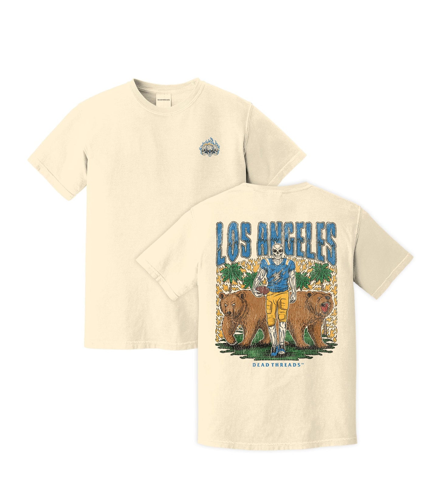 LOS ANGELES FOOTBALL - “3 SKULL” PREMIUM T - SHIRT – T-Shirt – Dead Threads Apparel