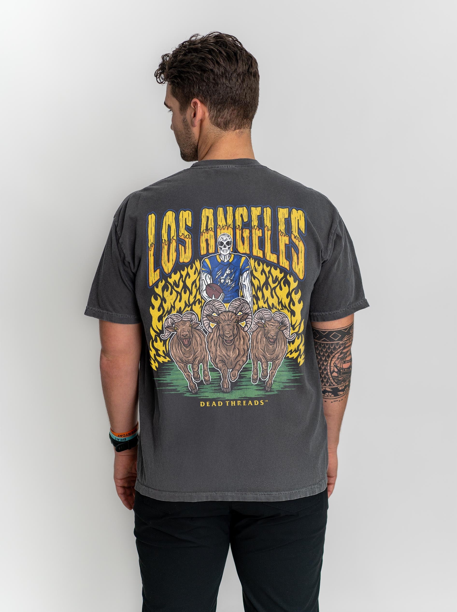 LOS ANGELES FOOTBALL - “3 SKULL” PREMIUM T - SHIRT – T-Shirt – Dead Threads Apparel