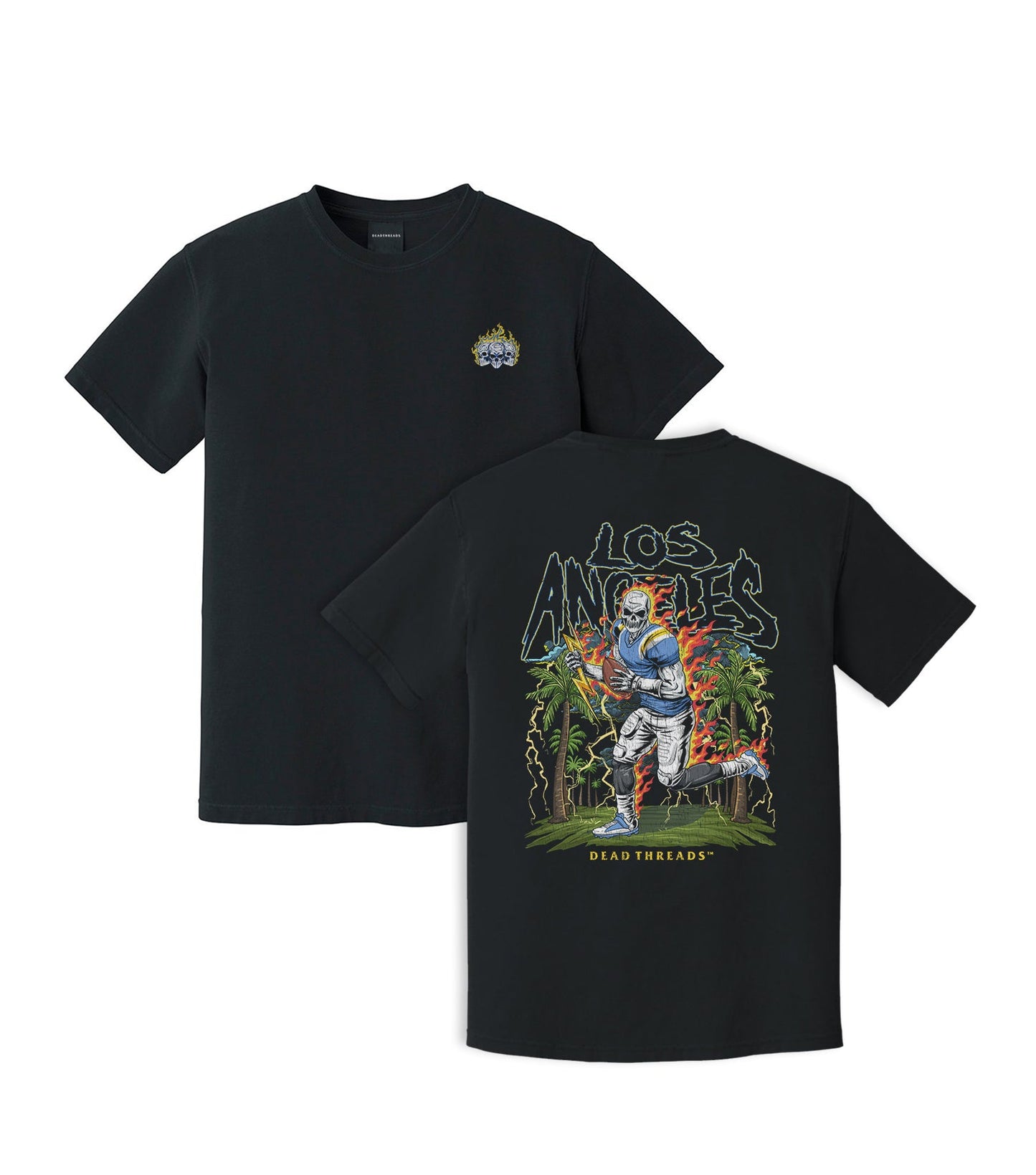LOS ANGELES FOOTBALL - “3 SKULL” PREMIUM T - SHIRT – T-Shirt – Dead Threads Apparel