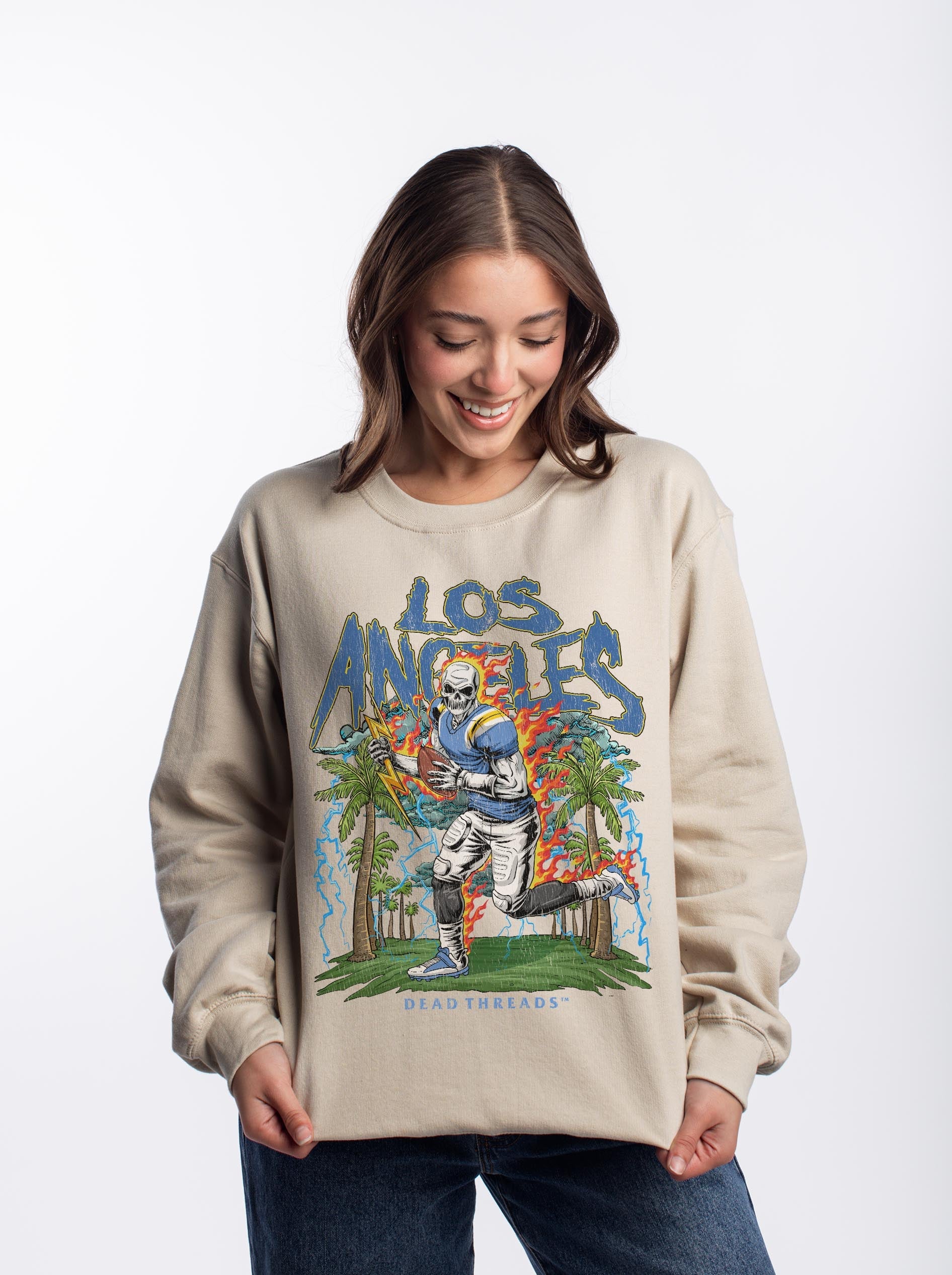 LOS ANGELES FOOTBALL CREWNECK SWEATSHIRT – Sweatshirt – Dead Threads Apparel