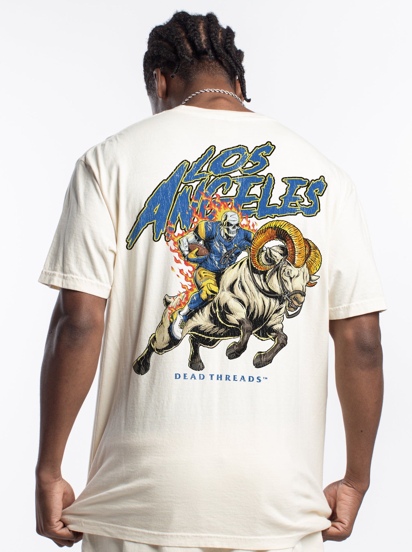 LOS ANGELES FOOTBALL v2 - "3 SKULL" PREMIUM T - SHIRT – T-Shirt – Dead Threads Apparel