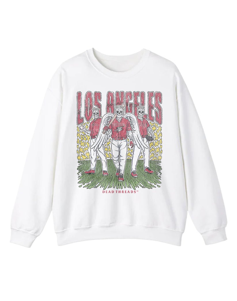 LOS ANGELES “RED” BASEBALL CREWNECK SWEATSHIRT – Sweatshirt – Dead Threads Apparel