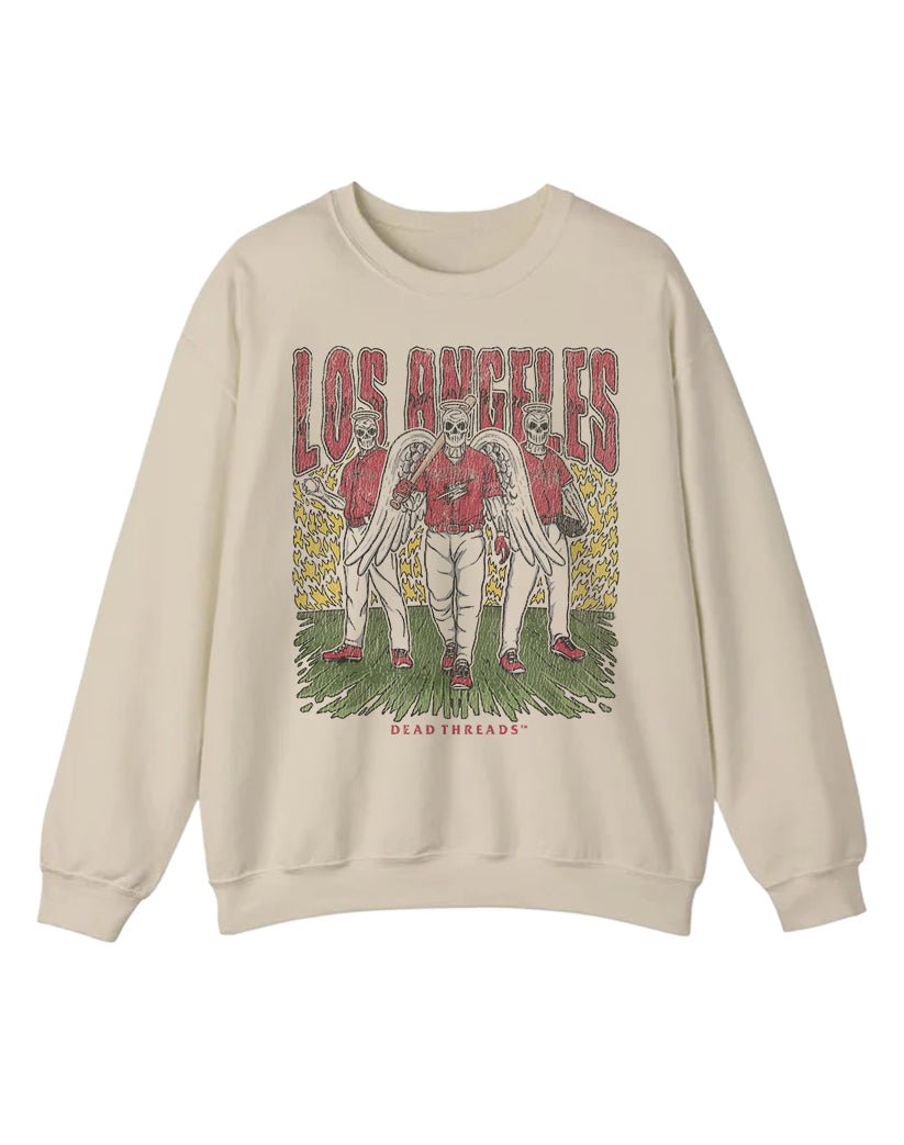 LOS ANGELES “RED” BASEBALL CREWNECK SWEATSHIRT – Sweatshirt – Dead Threads Apparel