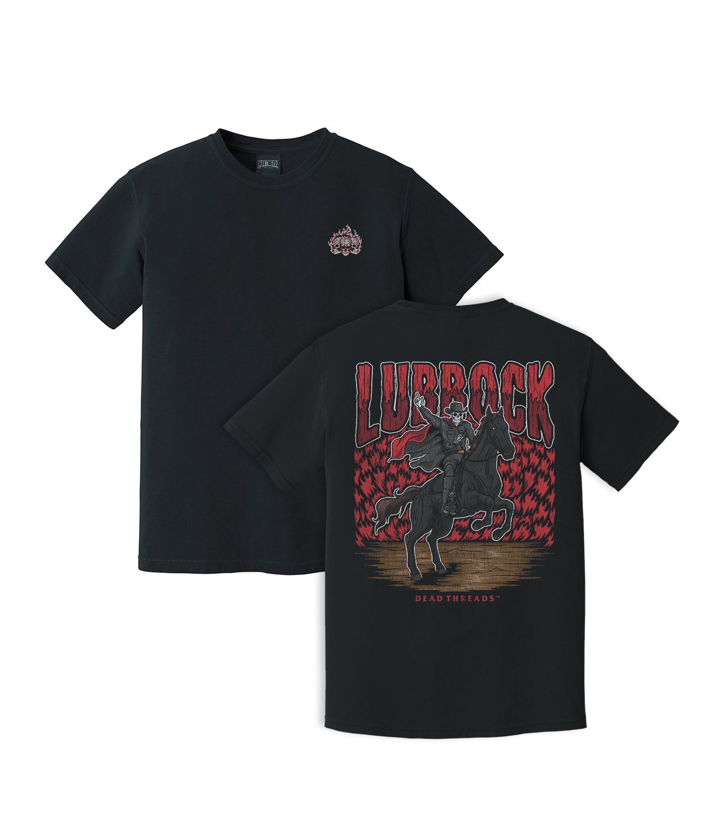 LUBBOCK - “3 SKULL” PREMIUM T - SHIRT – T-Shirt – Dead Threads Apparel
