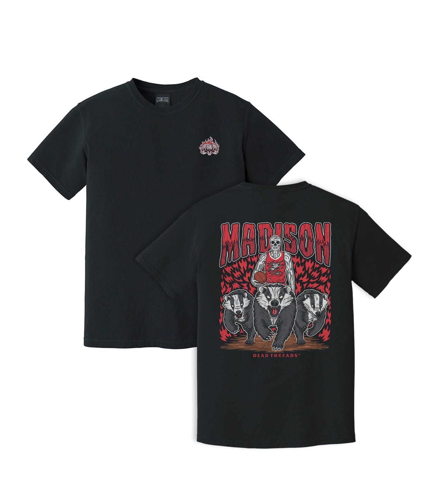 MADISON BASKETBALL - “3 SKULL” PREMIUM T - SHIRT – T-Shirt – Dead Threads Apparel
