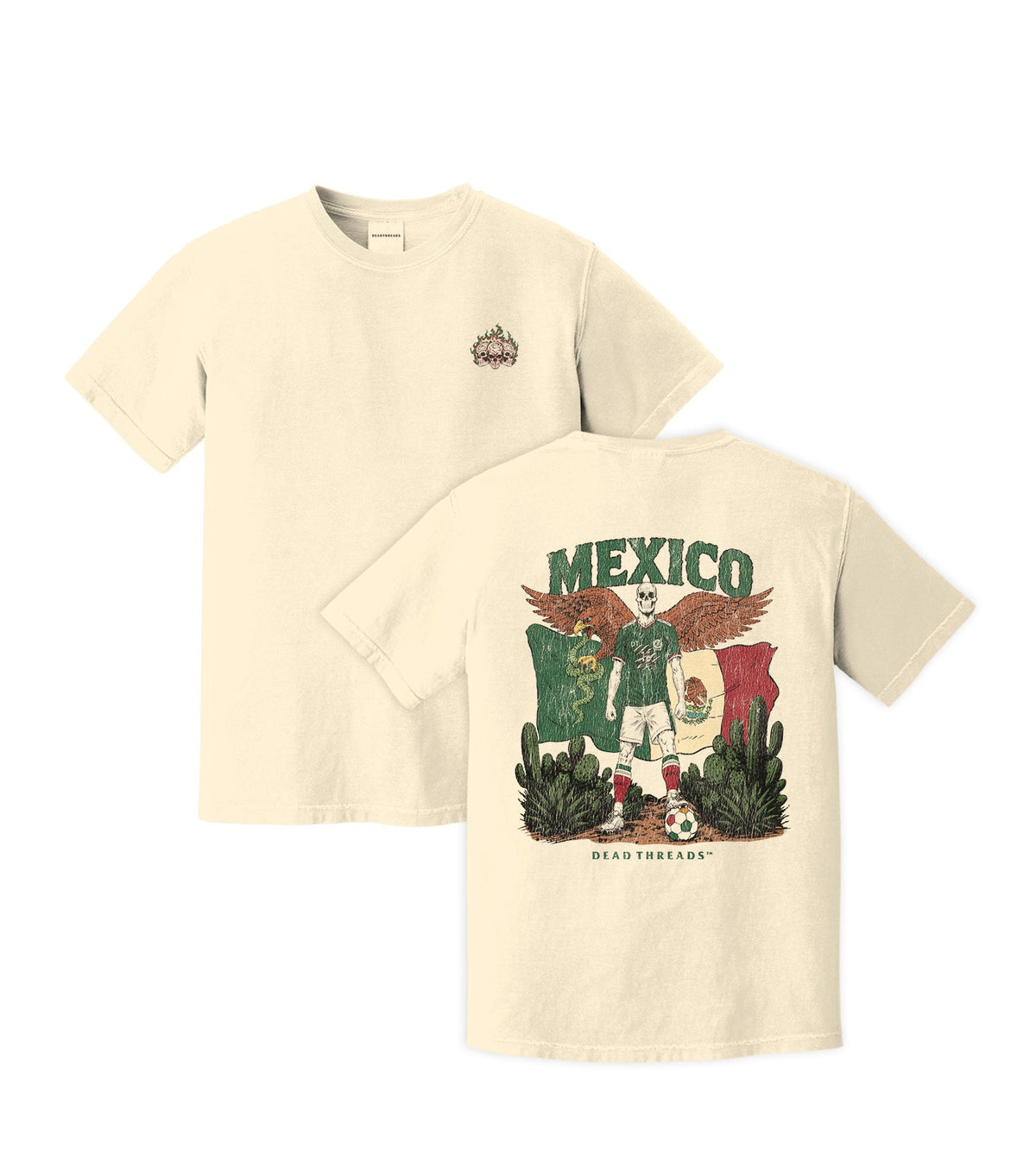 MEXICO SOCCER - “3 SKULL” PREMIUM T-SHIRT – T-Shirt – Dead Threads Apparel