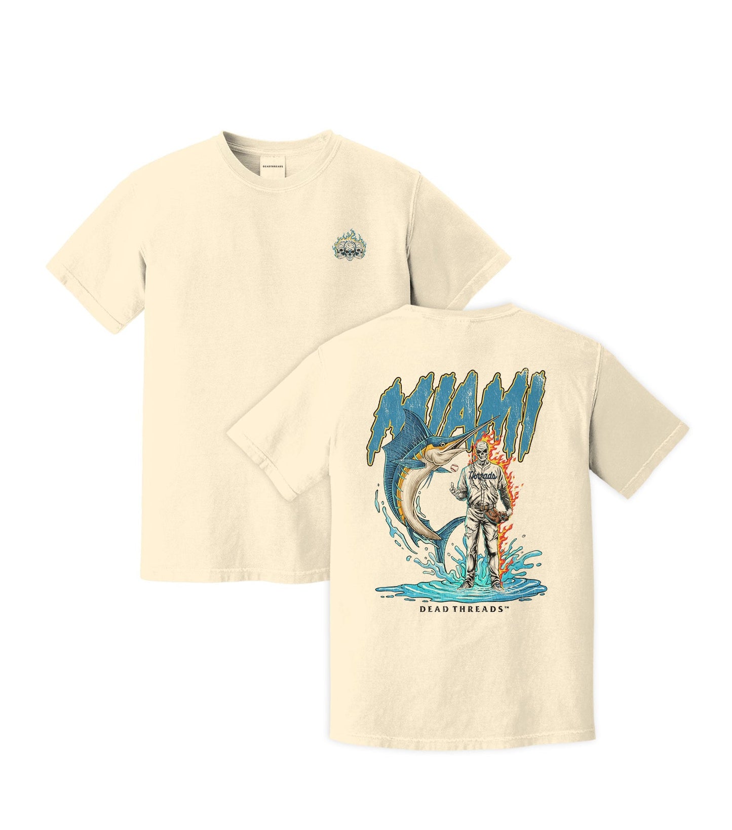 MIAMI BASEBALL - "3 SKULL" PREMIUM T - SHIRT – T-Shirt – Dead Threads Apparel