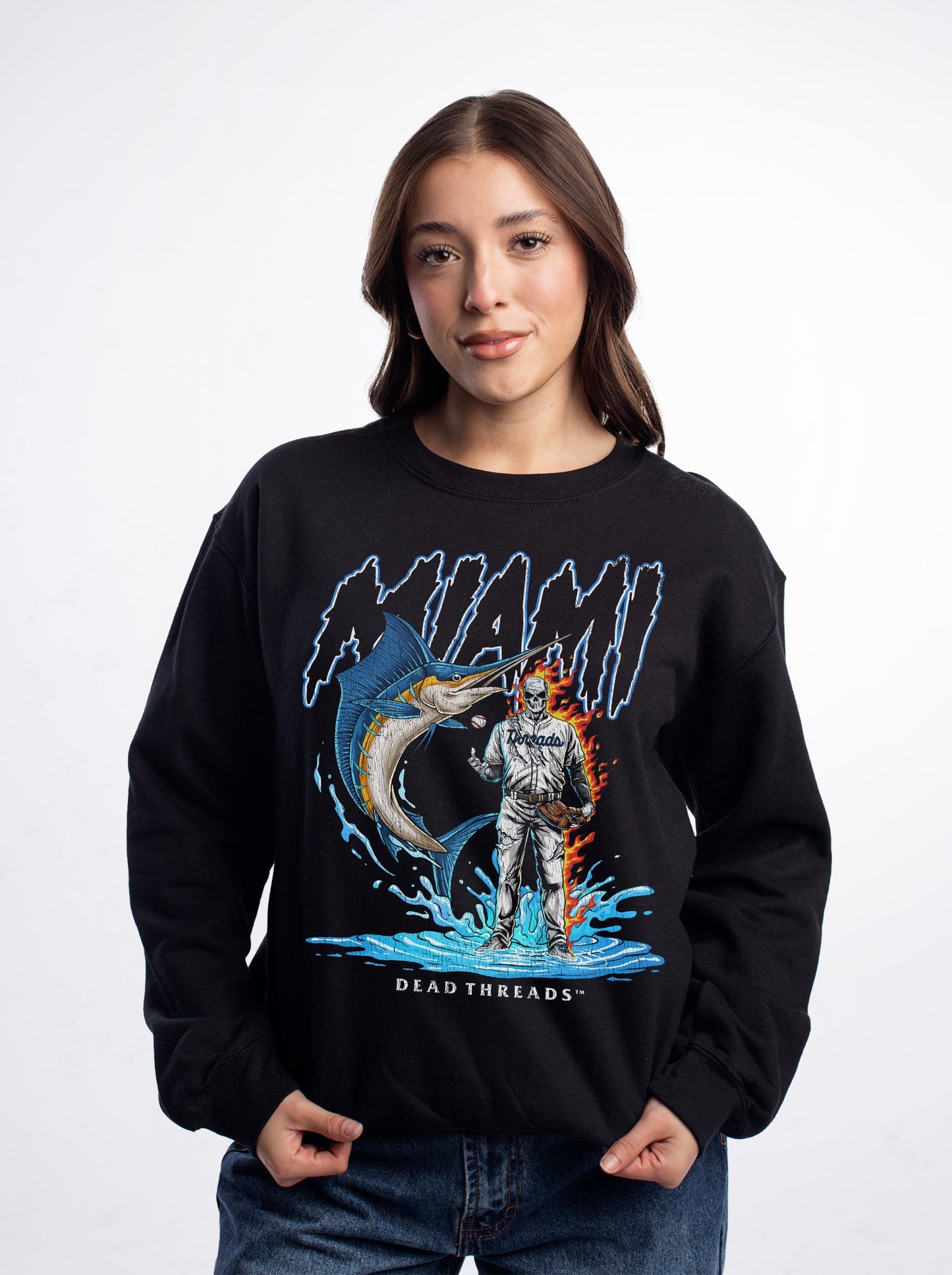 MIAMI BASEBALL CREWNECK SWEATSHIRT – Sweatshirt – Dead Threads Apparel