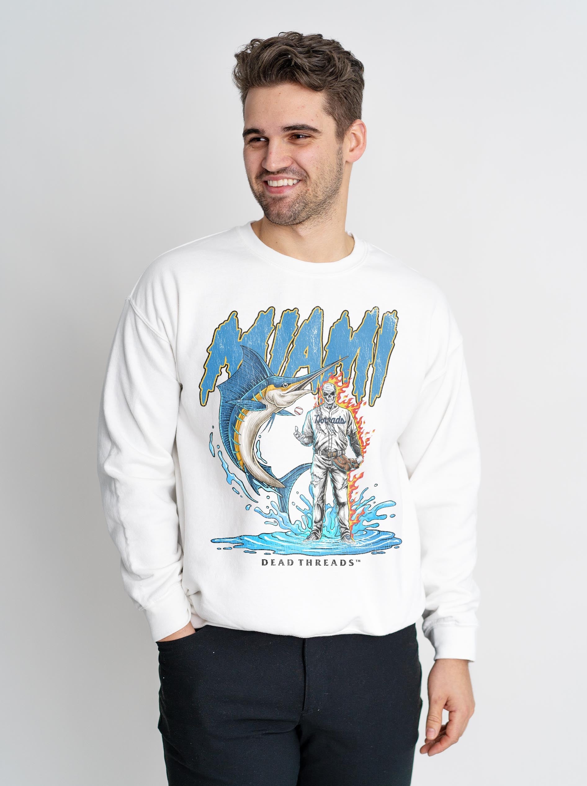 MIAMI BASEBALL CREWNECK SWEATSHIRT – Sweatshirt – Dead Threads Apparel