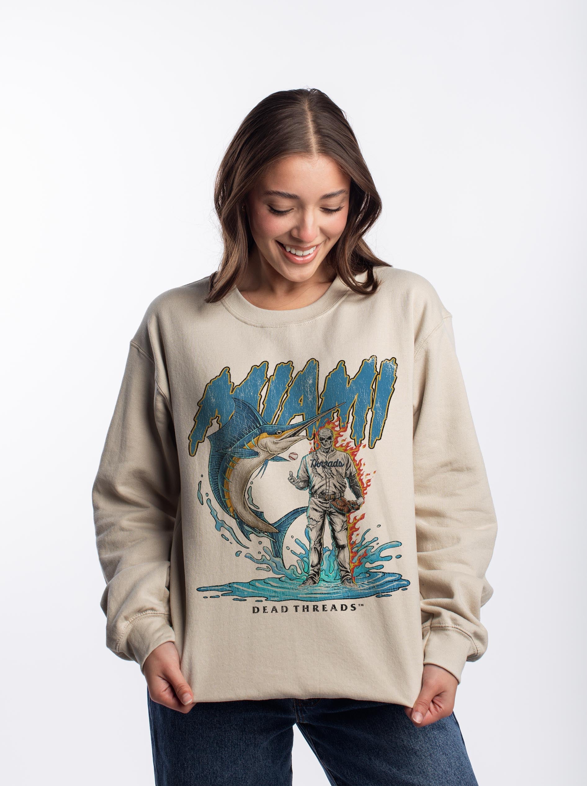MIAMI BASEBALL CREWNECK SWEATSHIRT – Sweatshirt – Dead Threads Apparel