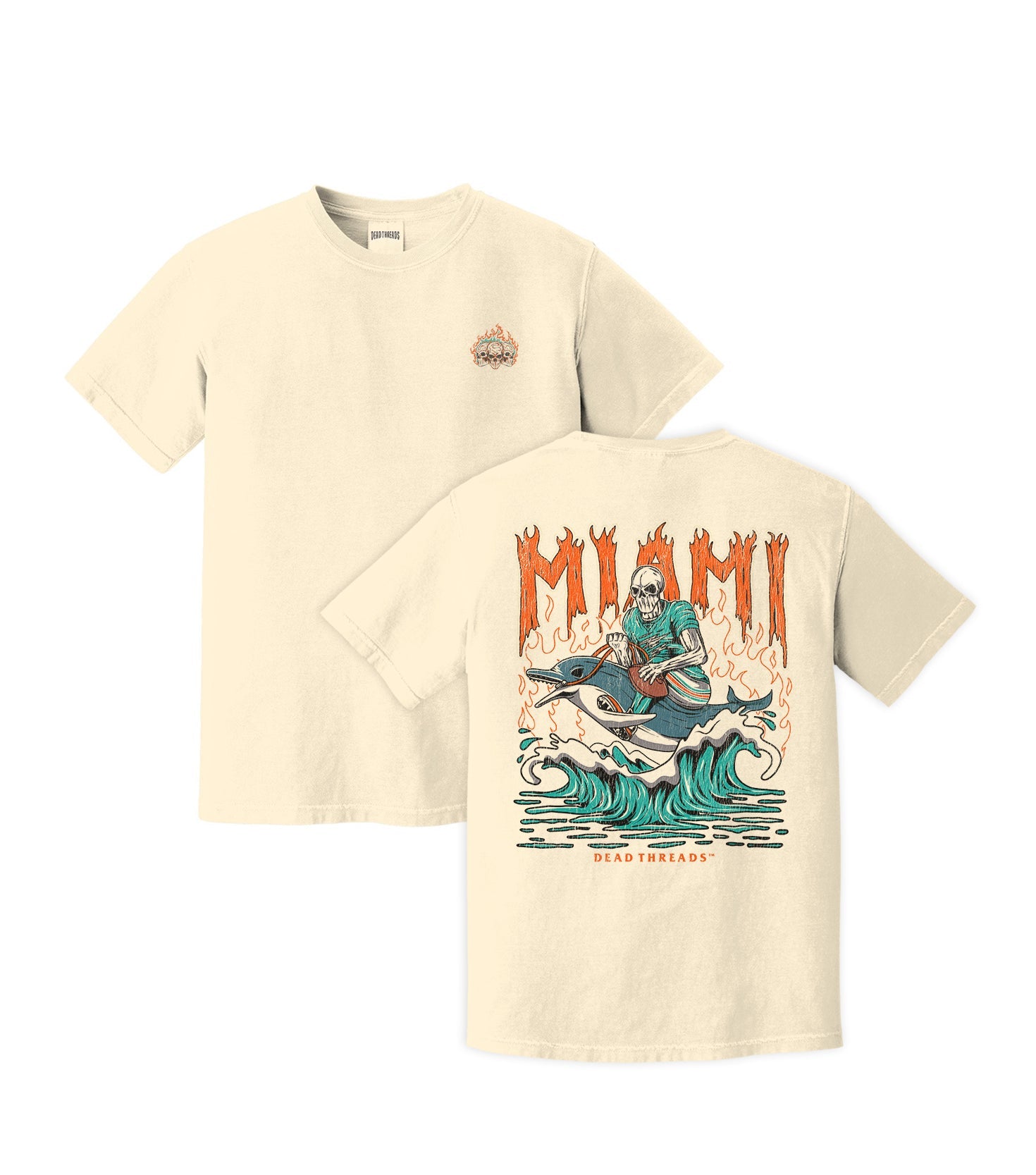 MIAMI FOOTBALL - “3 SKULL” PREMIUM T - SHIRT – T-Shirt – Dead Threads Apparel