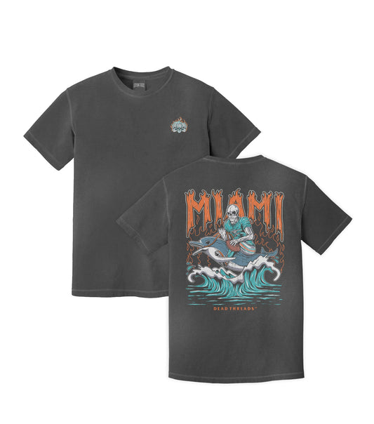 MIAMI FOOTBALL - “3 SKULL” PREMIUM T - SHIRT – T-Shirt – Dead Threads Apparel