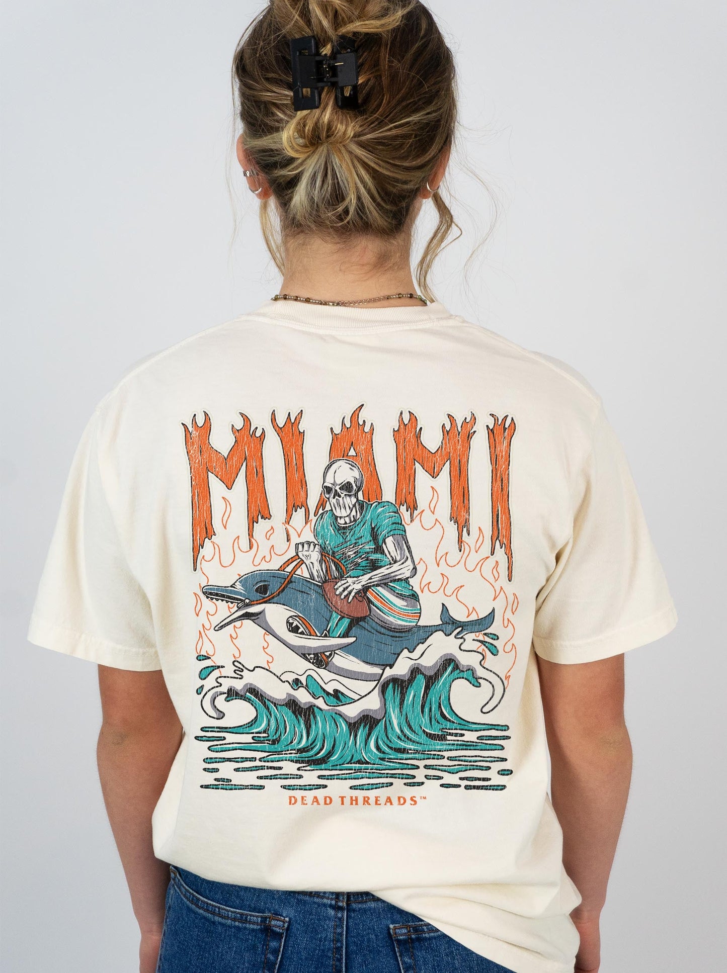 MIAMI FOOTBALL - “3 SKULL” PREMIUM T - SHIRT – T-Shirt – Dead Threads Apparel