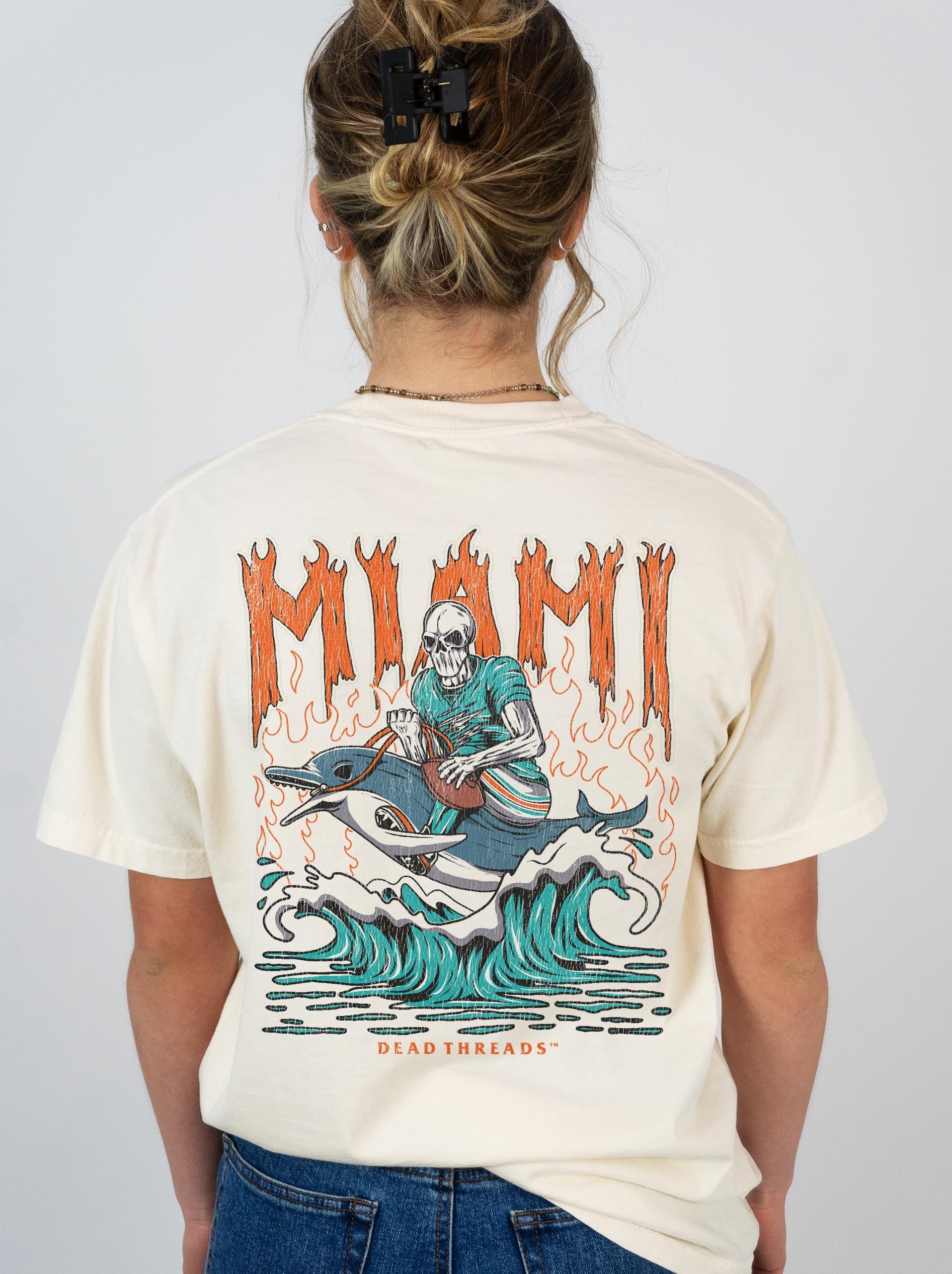 MIAMI FOOTBALL - “3 SKULL” PREMIUM T - SHIRT – T-Shirt – Dead Threads Apparel