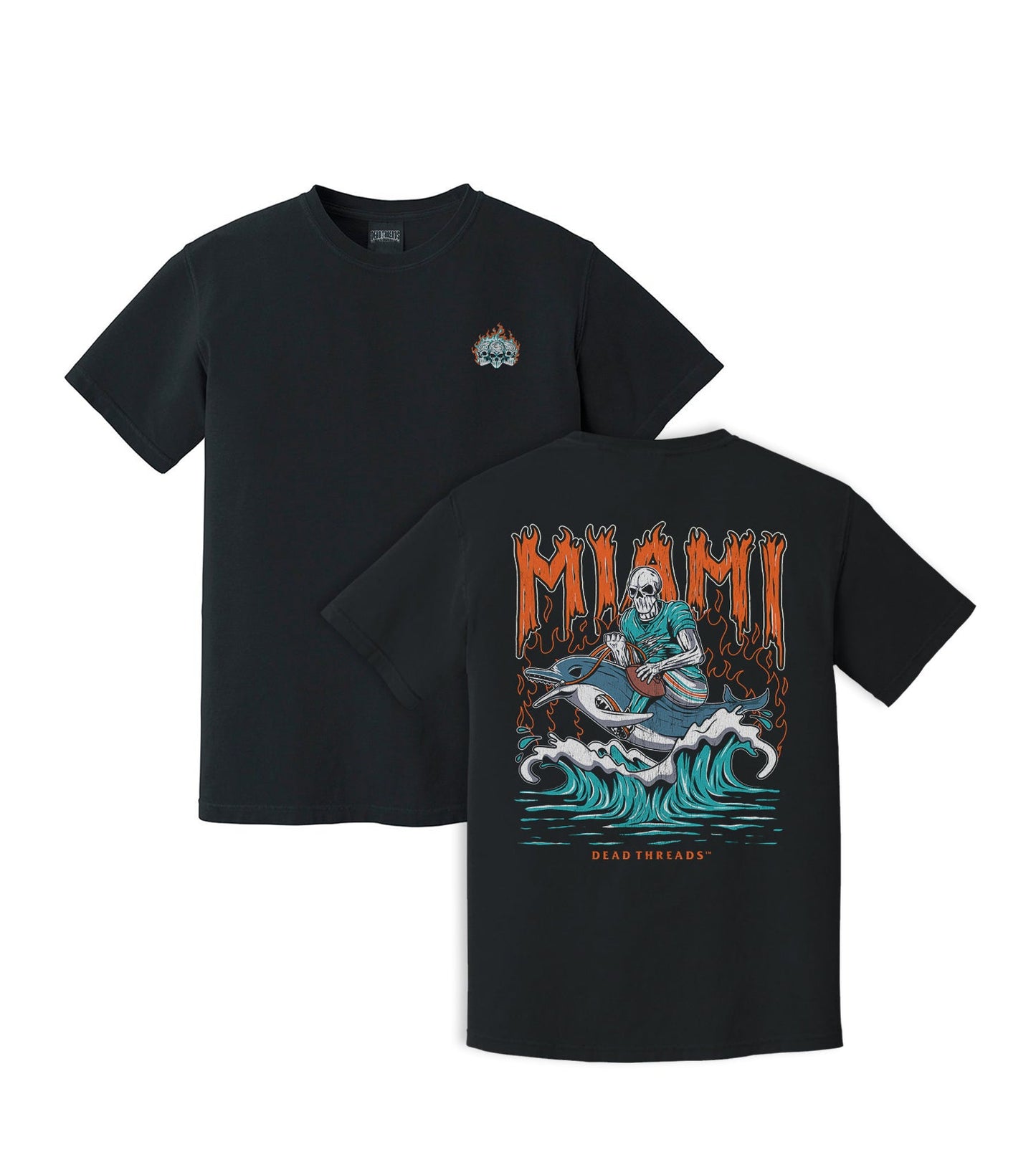 MIAMI FOOTBALL - “3 SKULL” PREMIUM T - SHIRT – T-Shirt – Dead Threads Apparel
