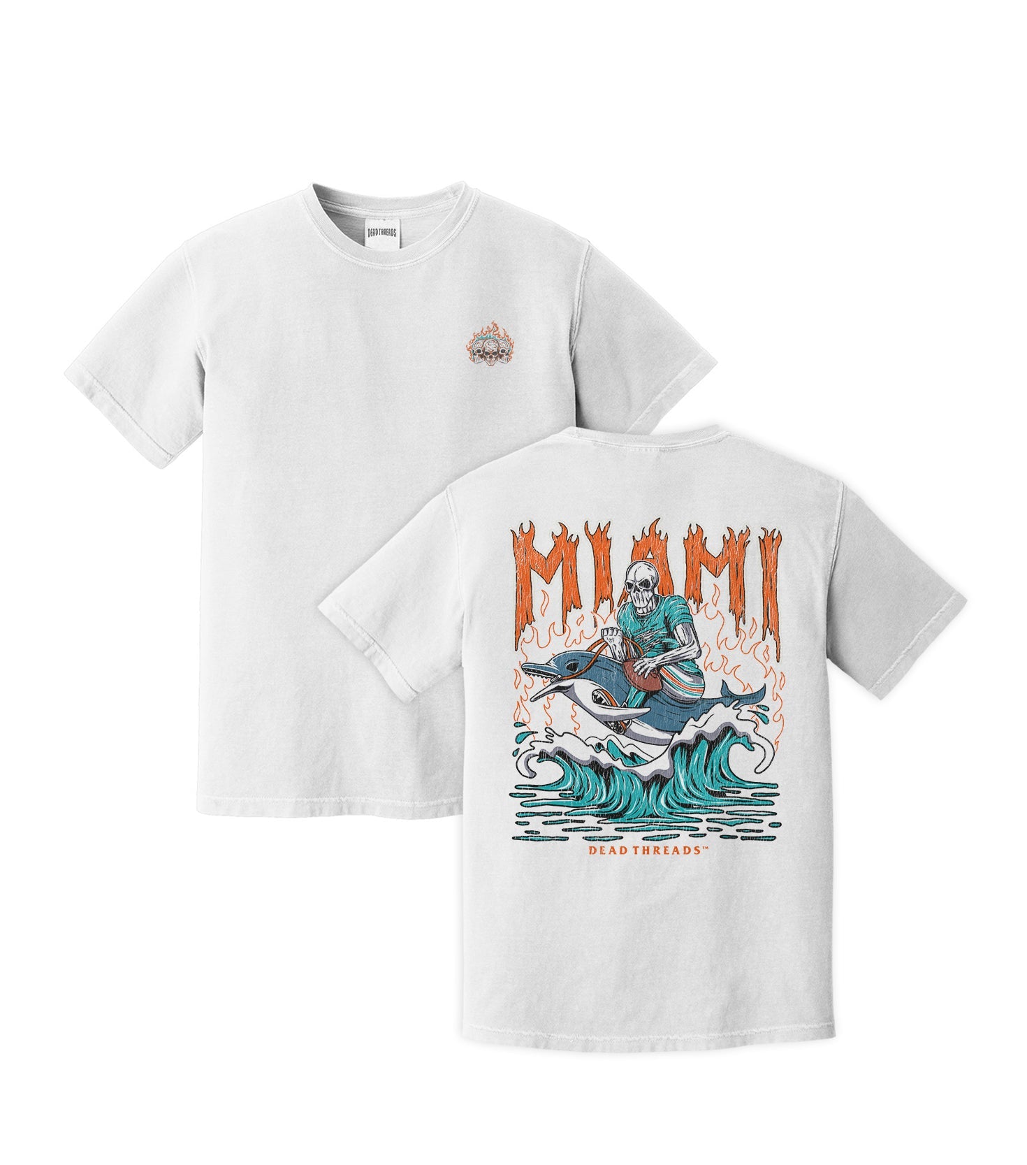 MIAMI FOOTBALL - “3 SKULL” PREMIUM T - SHIRT – T-Shirt – Dead Threads Apparel