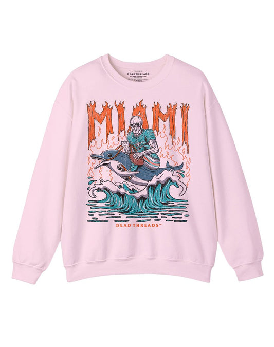 MIAMI FOOTBALL CREWNECK SWEATSHIRT - PINK – Sweatshirt – Dead Threads Apparel