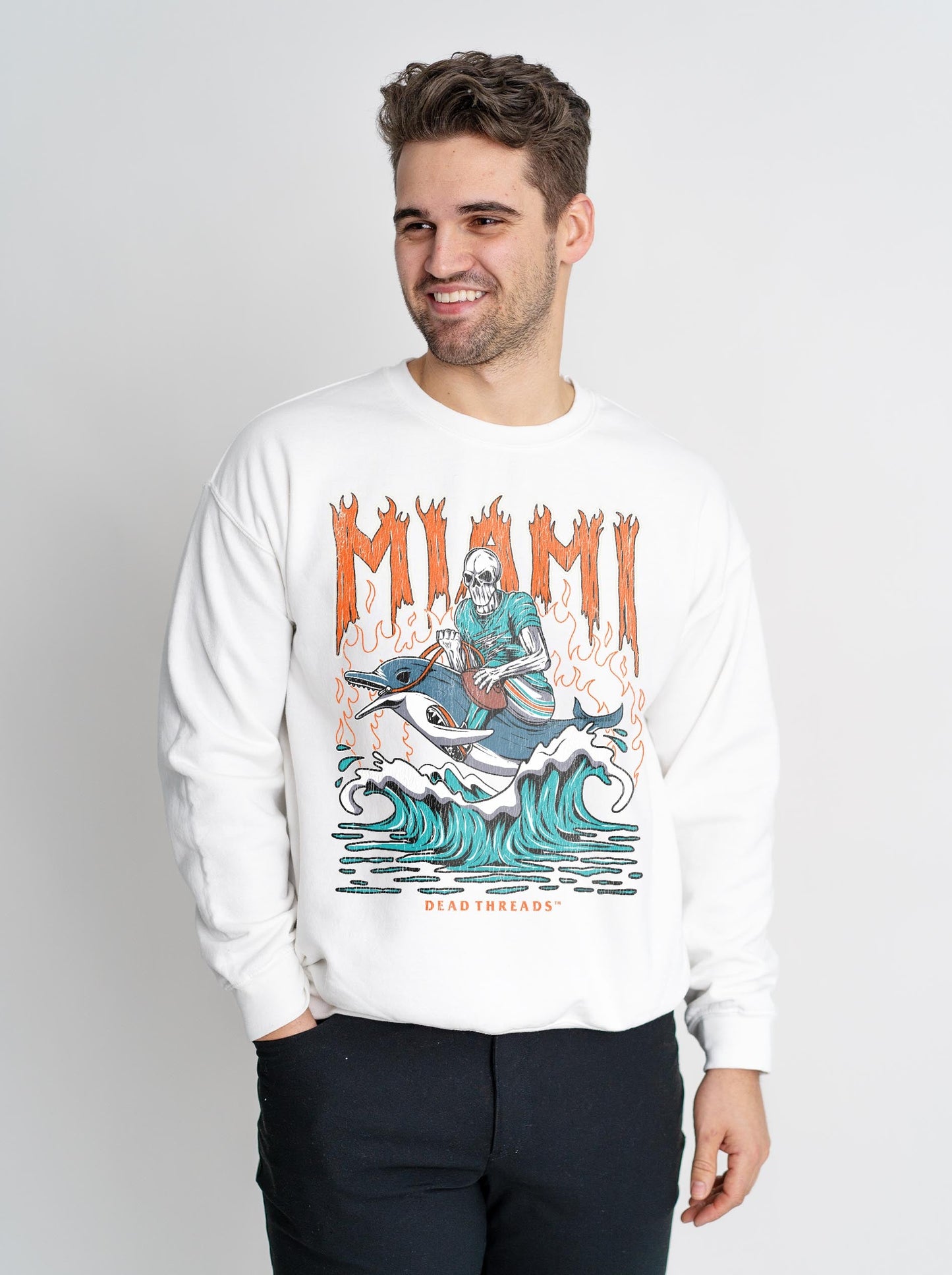MIAMI FOOTBALL CREWNECK SWEATSHIRT – Sweatshirt – Dead Threads Apparel