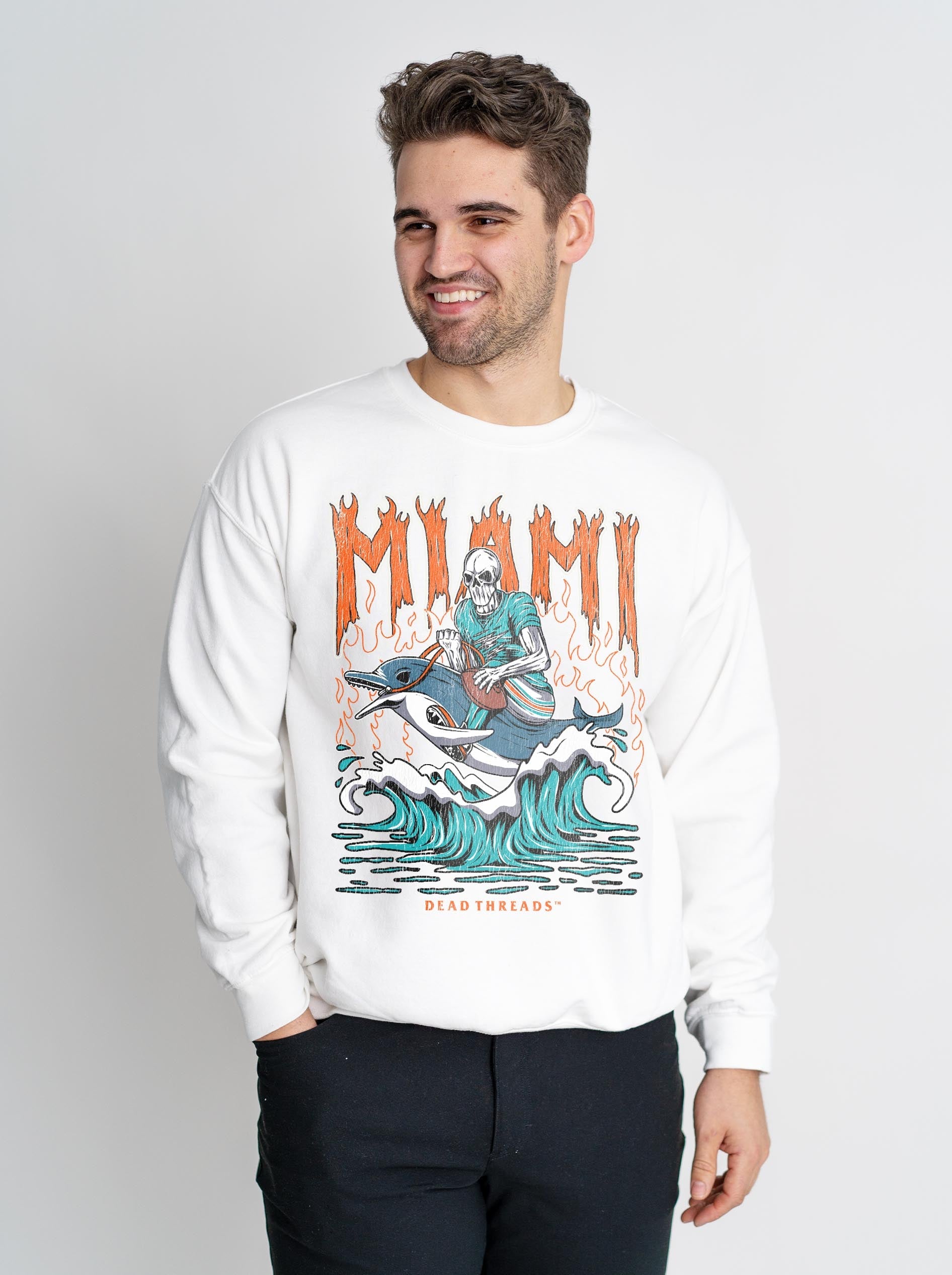 MIAMI FOOTBALL CREWNECK SWEATSHIRT – Sweatshirt – Dead Threads Apparel