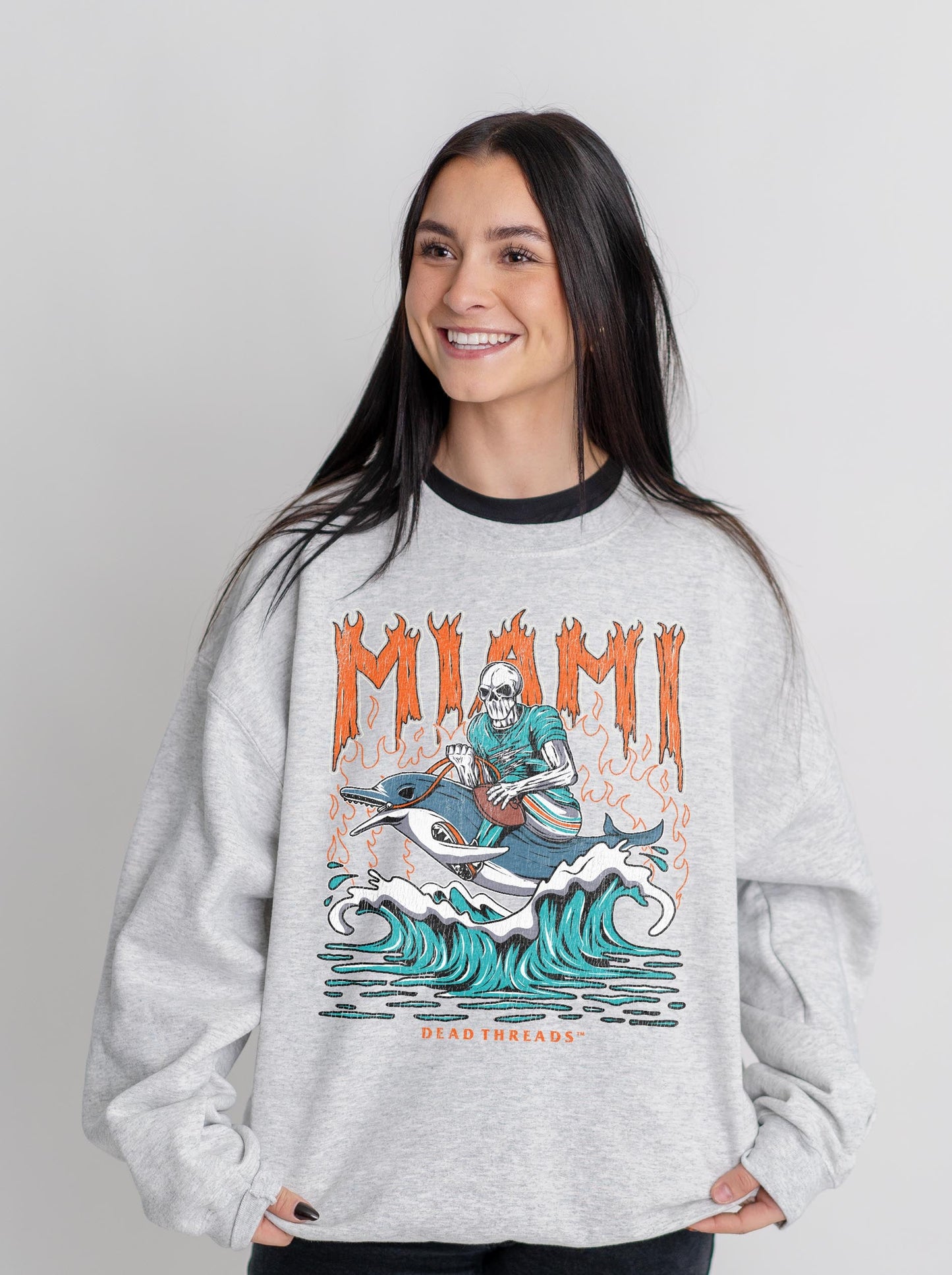 MIAMI FOOTBALL CREWNECK SWEATSHIRT – Sweatshirt – Dead Threads Apparel