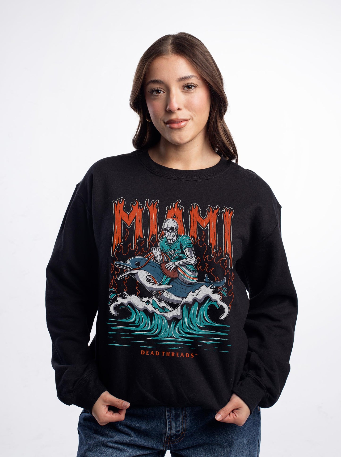 MIAMI FOOTBALL CREWNECK SWEATSHIRT – Sweatshirt – Dead Threads Apparel